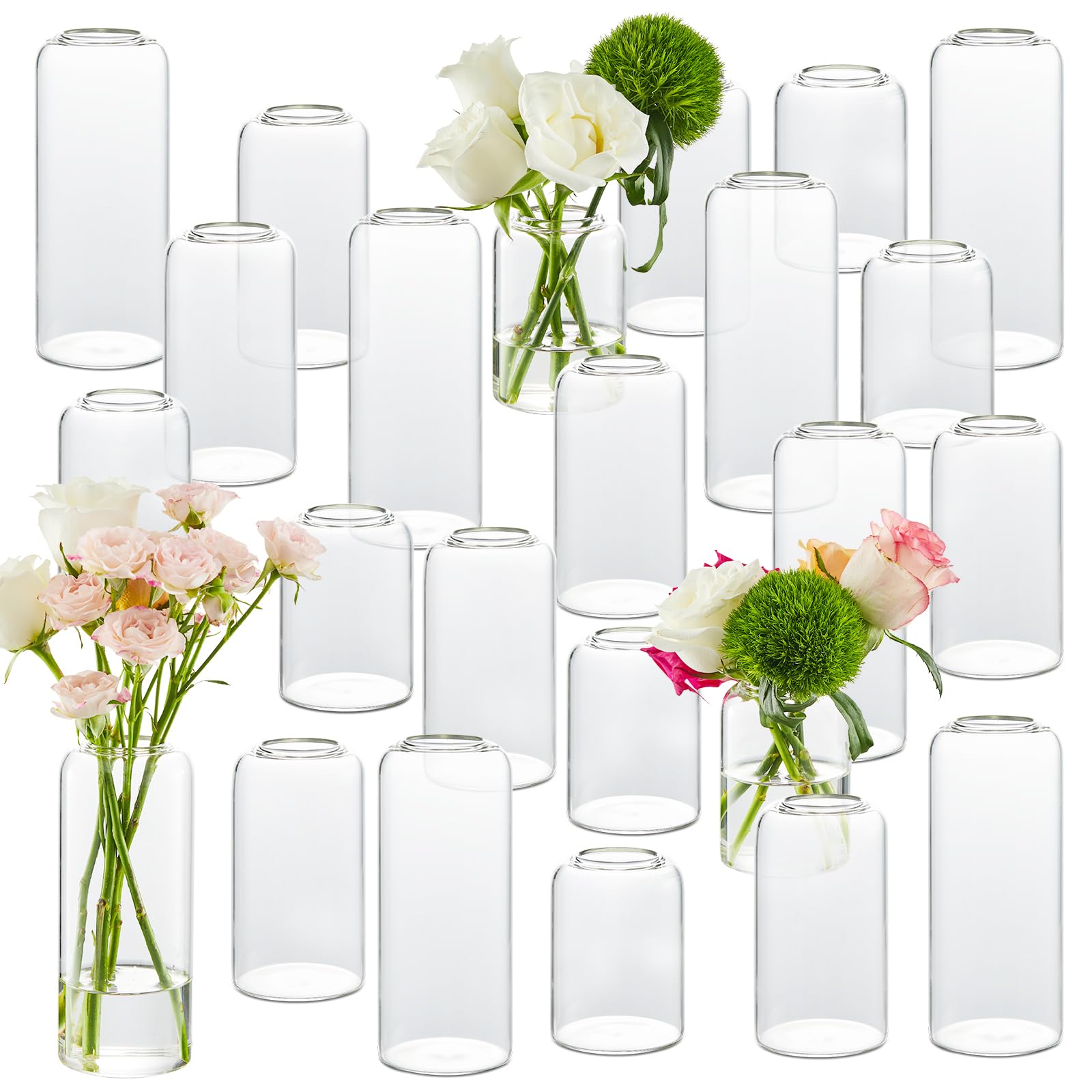 Glass Bud Vases Set of 24, Clear Flower Vase for Centerpieces,