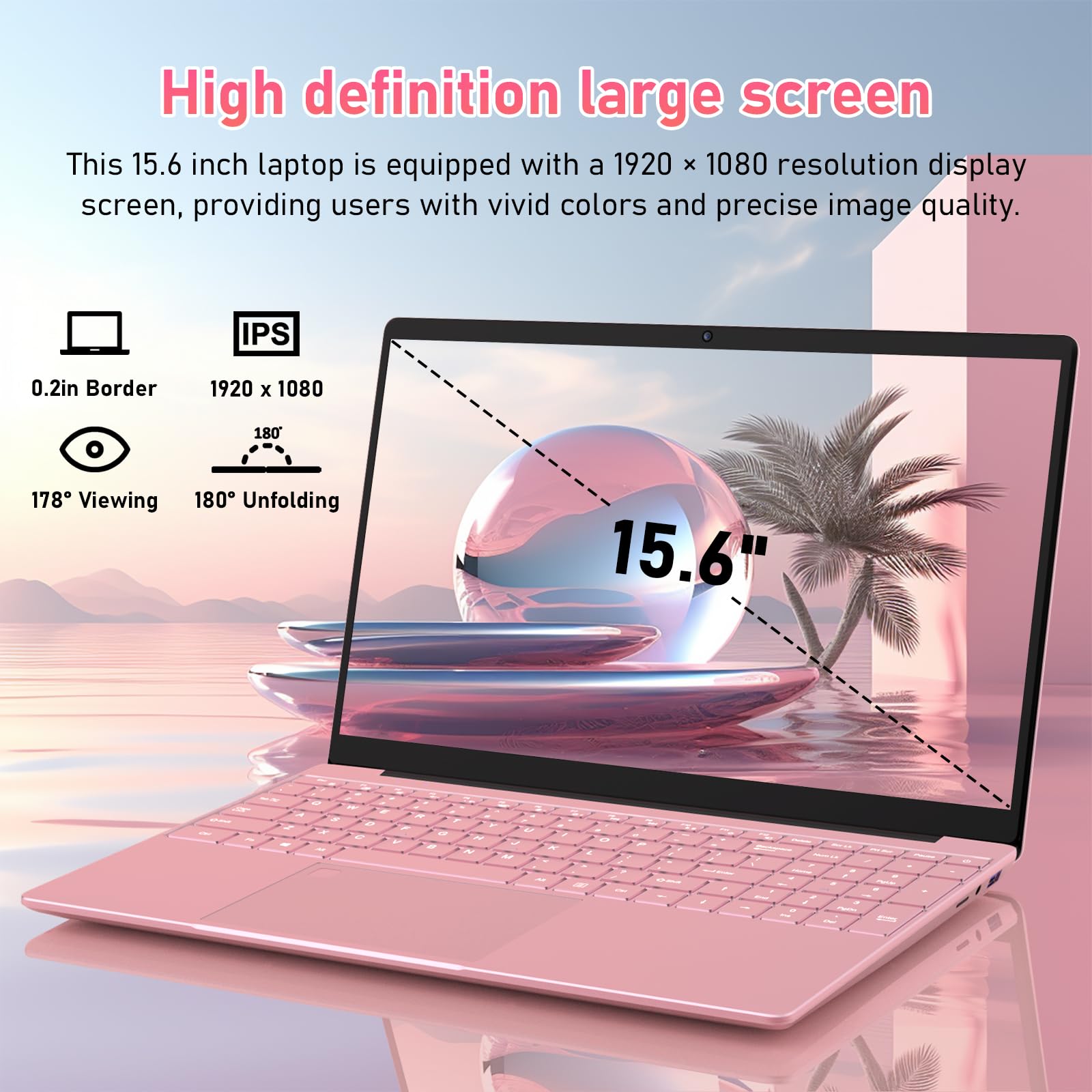 Auusda 15.6" Laptop Computer, 16GB RAM, 1TB NVMe, 4C4T N95 Up to 3.4GHz, FHD Display, Backlit Keyboard, Fingerprint Reader, Big 8000mAh Battery, Win11 Pro, Upgradable to 10TB Storage, Silver, T152A
