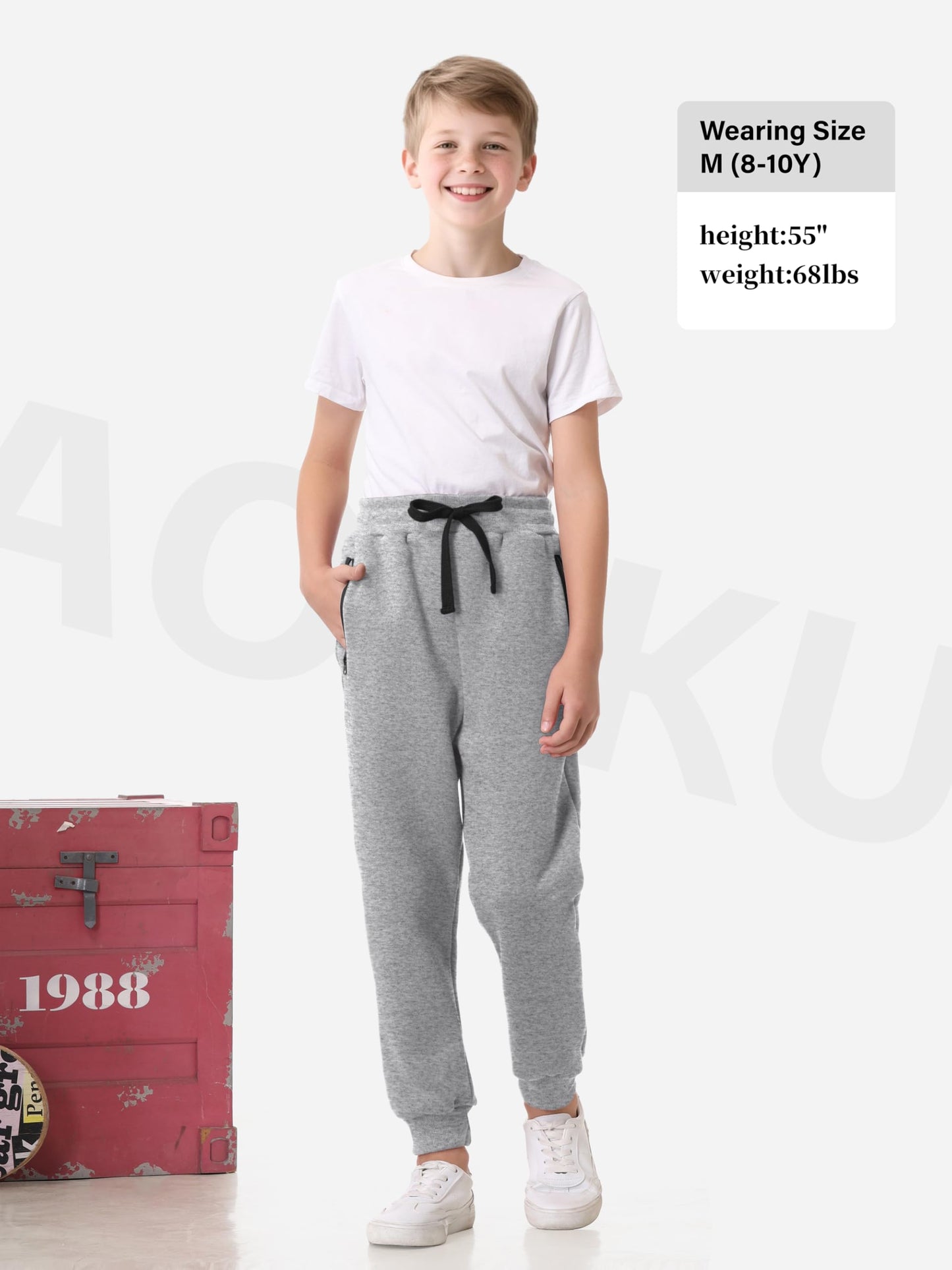 Real Essentials 3 Pack: Boys Tech Fleece Jogger Active Sweatpants with Pockets