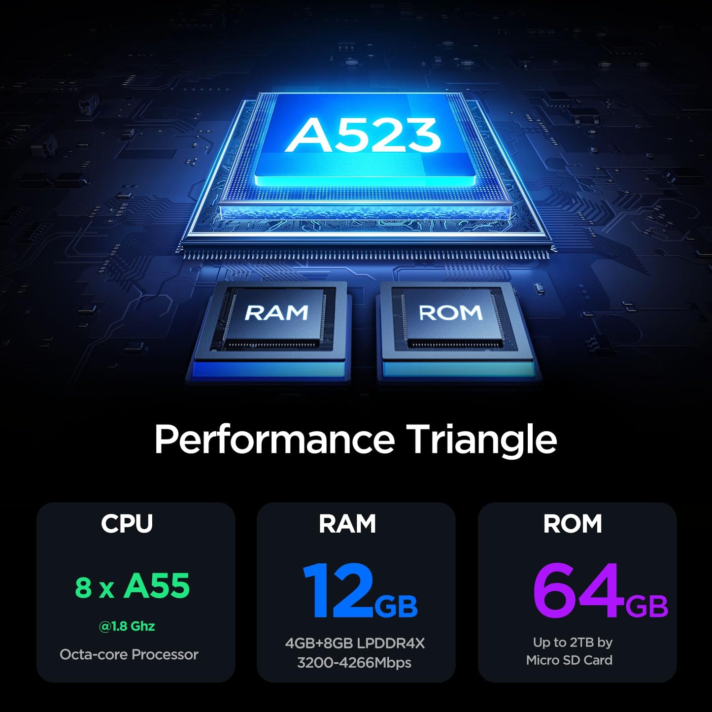 Android Tablet, 10.1 inch Android 15 Tablet, Octa-core CPU, 2 Years Protection, RAM 12GB, ROM 64GB (Up to 2 TB), 800x1280 Resolution, WiFi 6 & Bluetooth 5.4, Dual Speakers, 5MP+8MP, 6000mAh, Black