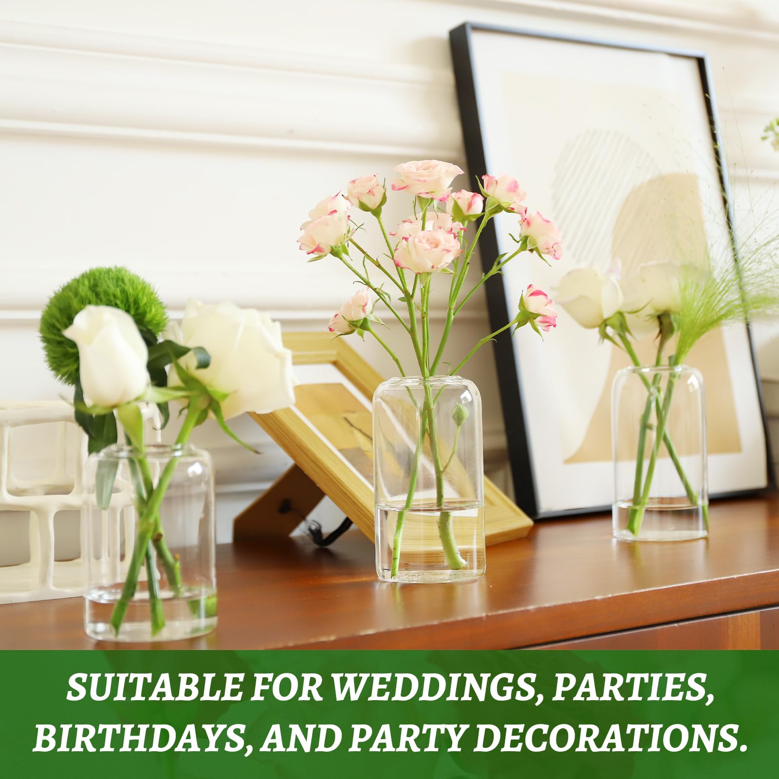 Glass Bud Vases Set of 24, Clear Flower Vase for Centerpieces,