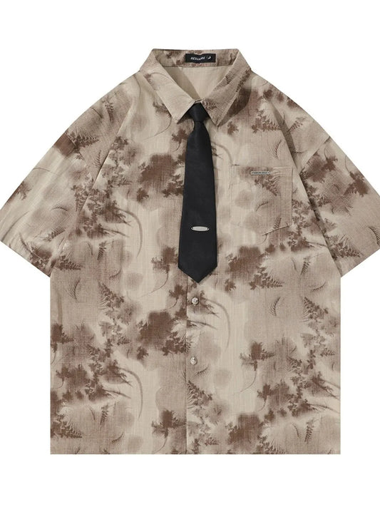Men's Printed Button Up Short Sleeve Shirt