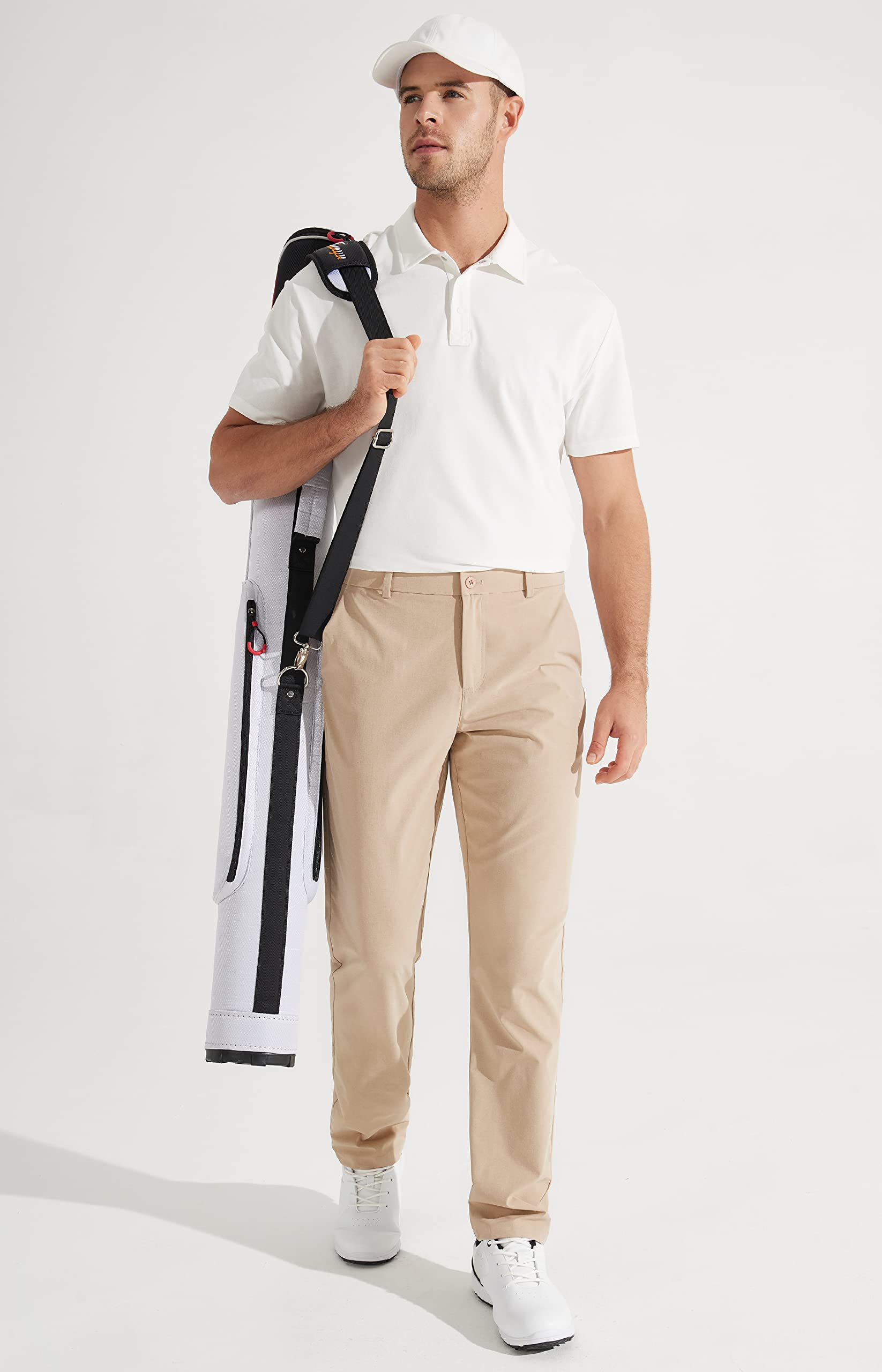 Libin Men's Golf Pants Classic Fit Stretch Work Dress Pants 32" Quick Dry Lightweight Business Casual Trousers Comfort Water Resistant, Black, 33W x 32L