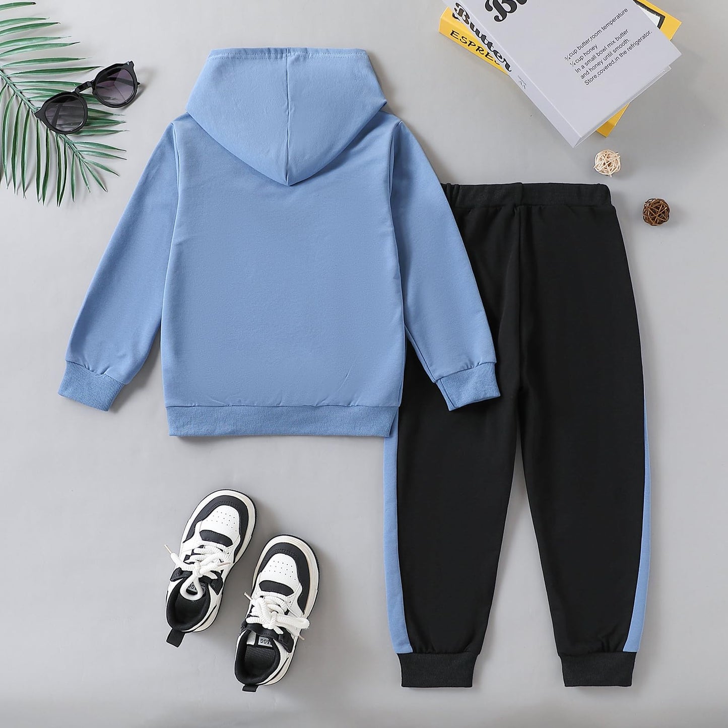 KIDLAGA Toddler Boy Clothes Long Sleeve Hoodie Sweatsuits Tops and Pants Boys Fall Winter Color Block Outfits Set Orange 11-12 Years