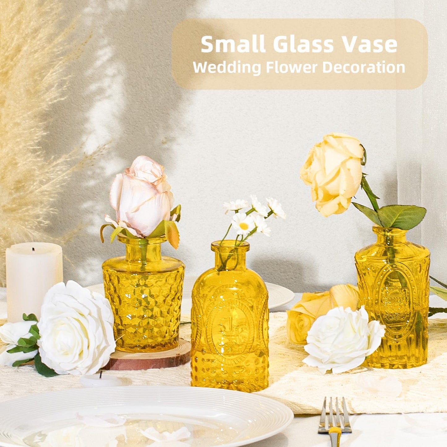 Anquephd Glass Bud Vase Set of 32PCS Wedding Centerpieces for Tables,Mini Clear Bud Vases for Flowers,Small Flower Vases Suitable for Birthday Party,Anniversary,Wedding,Baby Shower (Clear, 32PCS)