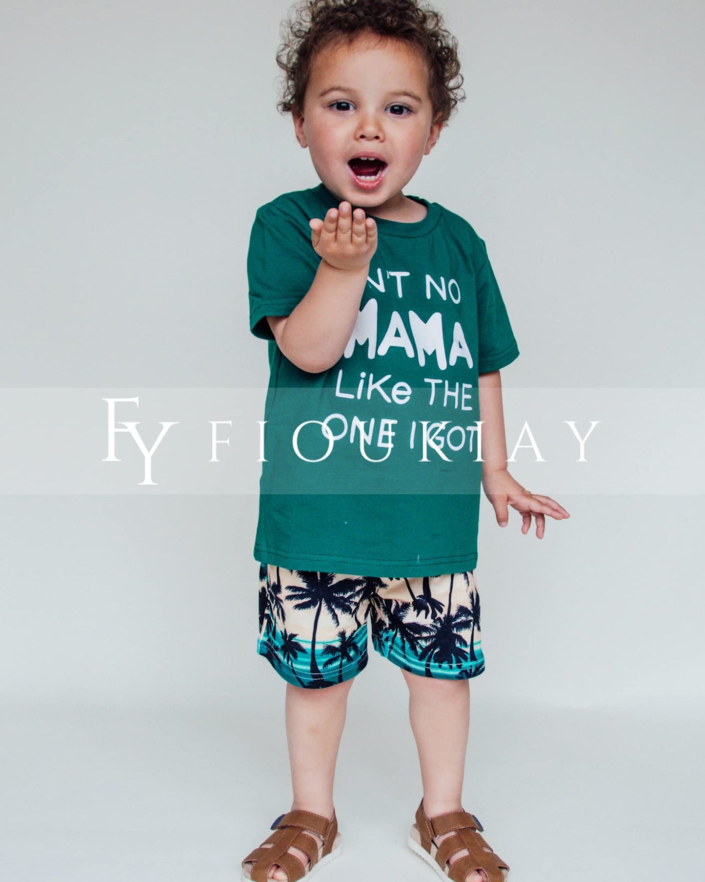 fioukiay 4T Black Toddler Boys Sring Summer Shorts Set Boys Letter Printed Palm Leaf Clothes Outfit