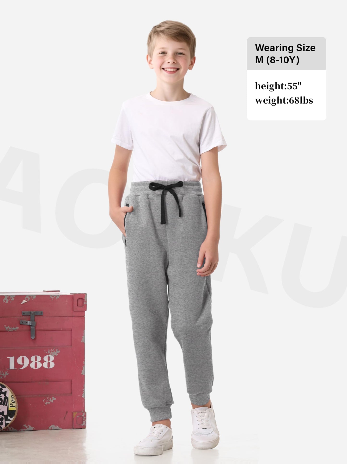 Real Essentials 3 Pack: Boys Tech Fleece Jogger Active Sweatpants with Pockets
