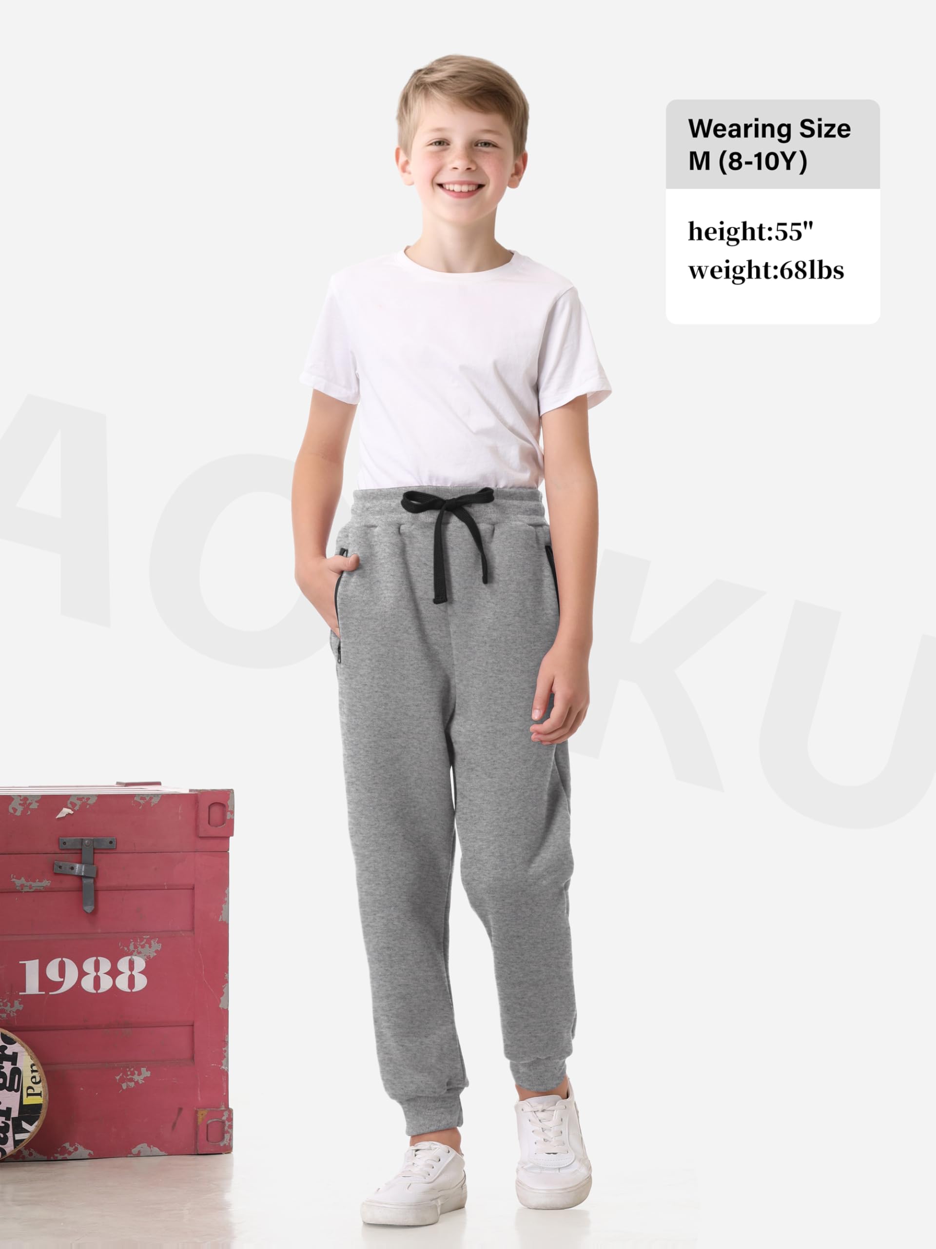 Real Essentials 3 Pack: Boys Tech Fleece Jogger Active Sweatpants with Pockets