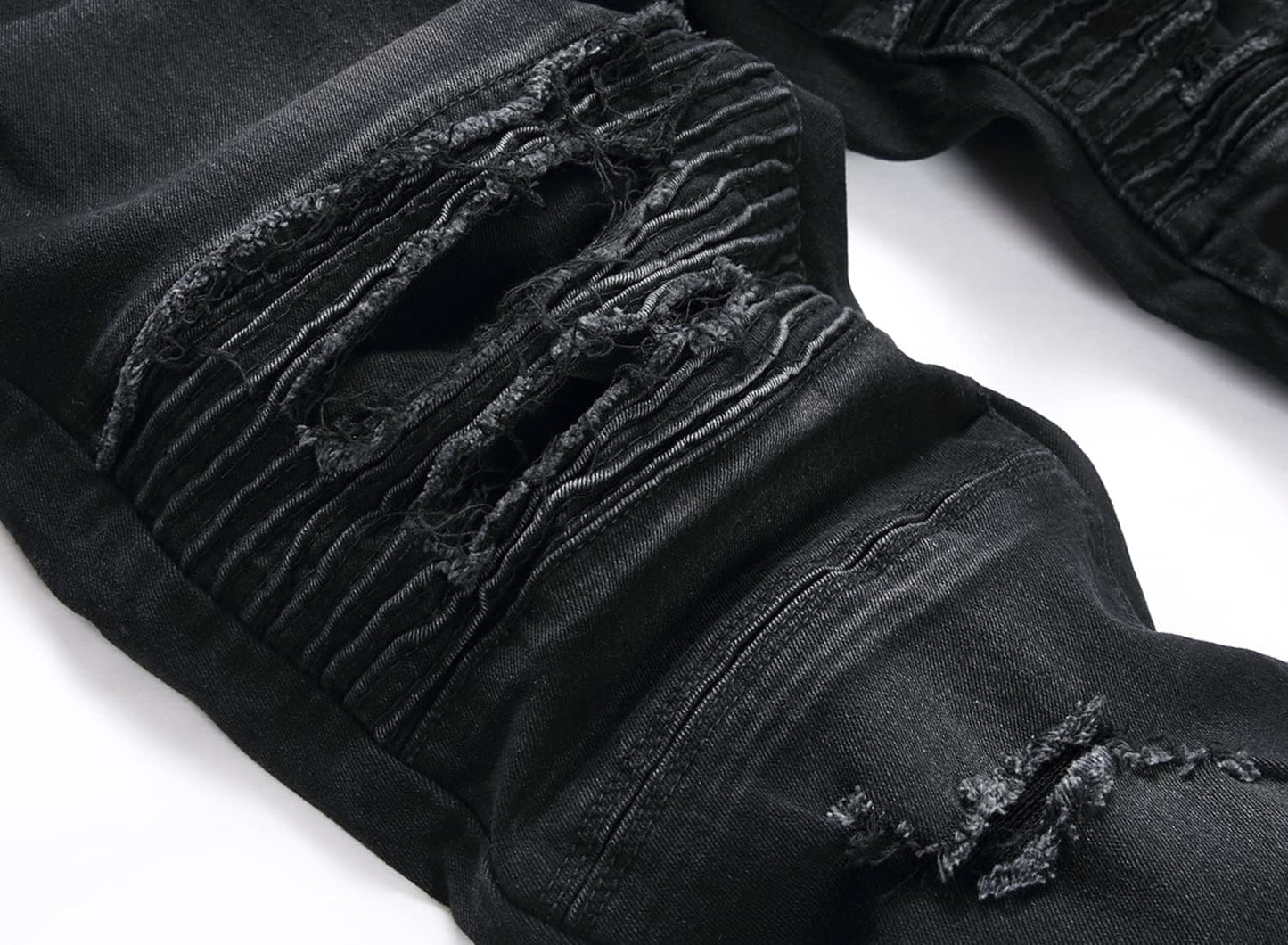 AITITIA Men's Biker Zipper Deco Washed Straight Fit Jeans (40, 002 Light Blue)