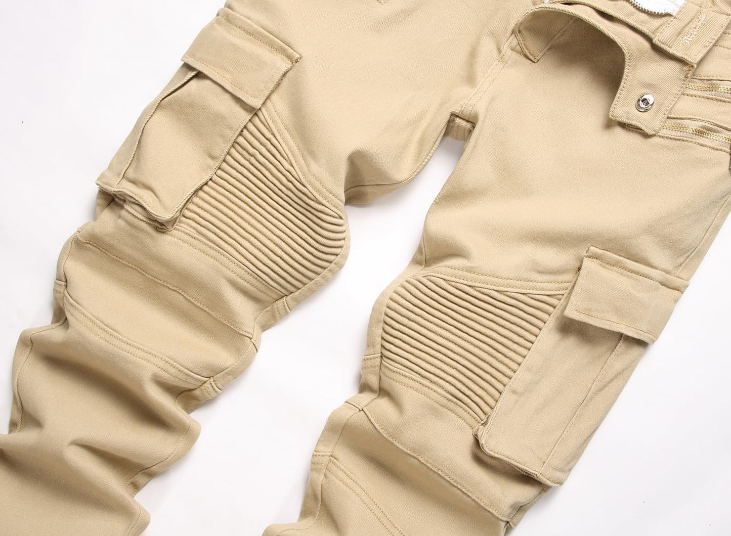 AITITIA Men's Biker Zipper Deco Washed Straight Fit Jeans (40, 002 Light Blue)