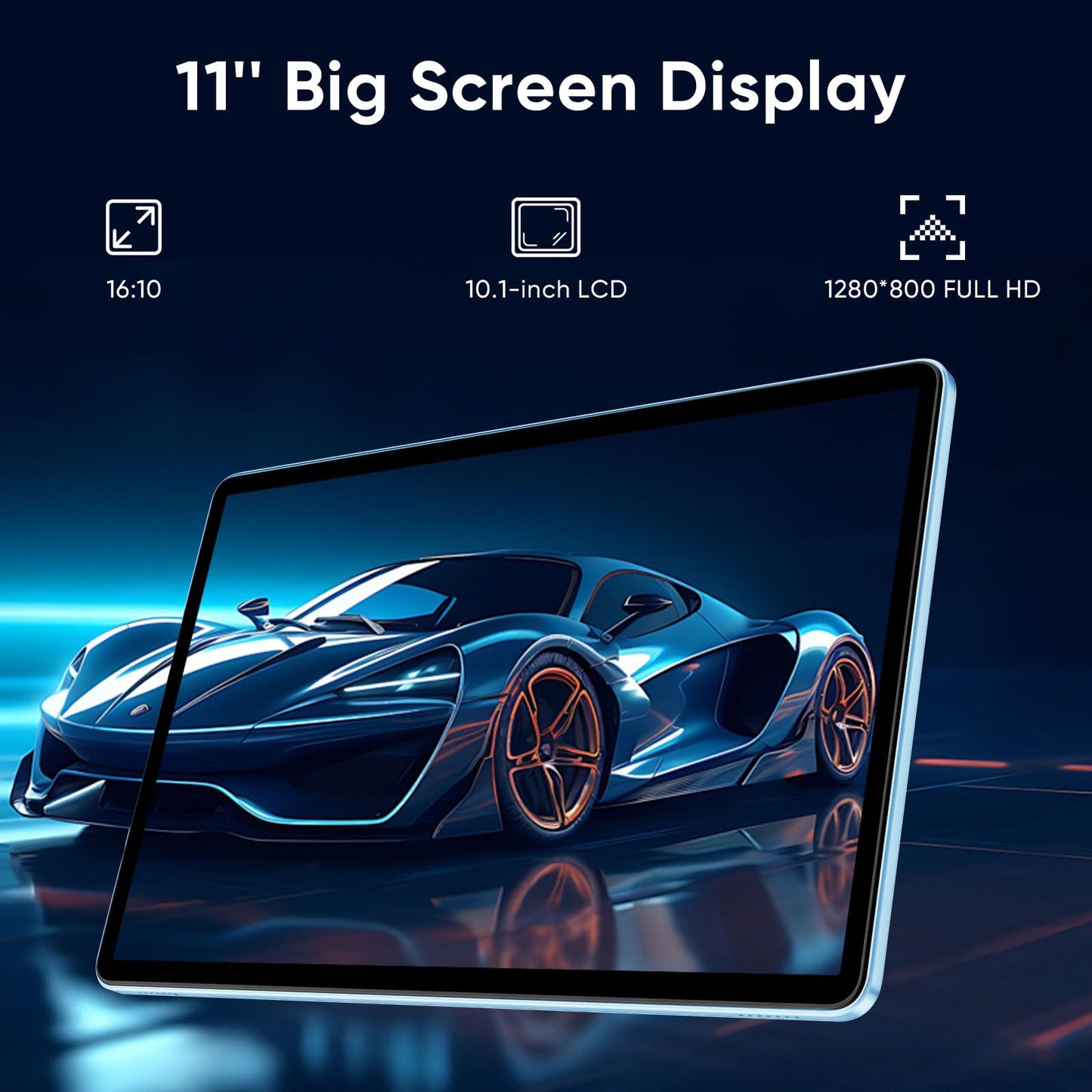 Android 14 Tablet,11 Inch Tablets with Octa Core Processor, 12GB RAM + 128GB ROM 1TB Expand, Widevine L1, 8000mAh Battery, 2.4/5Ghz Dual Band WiFi/GPS/FM Radio,5/8MP Cameras, Case Included - Blue