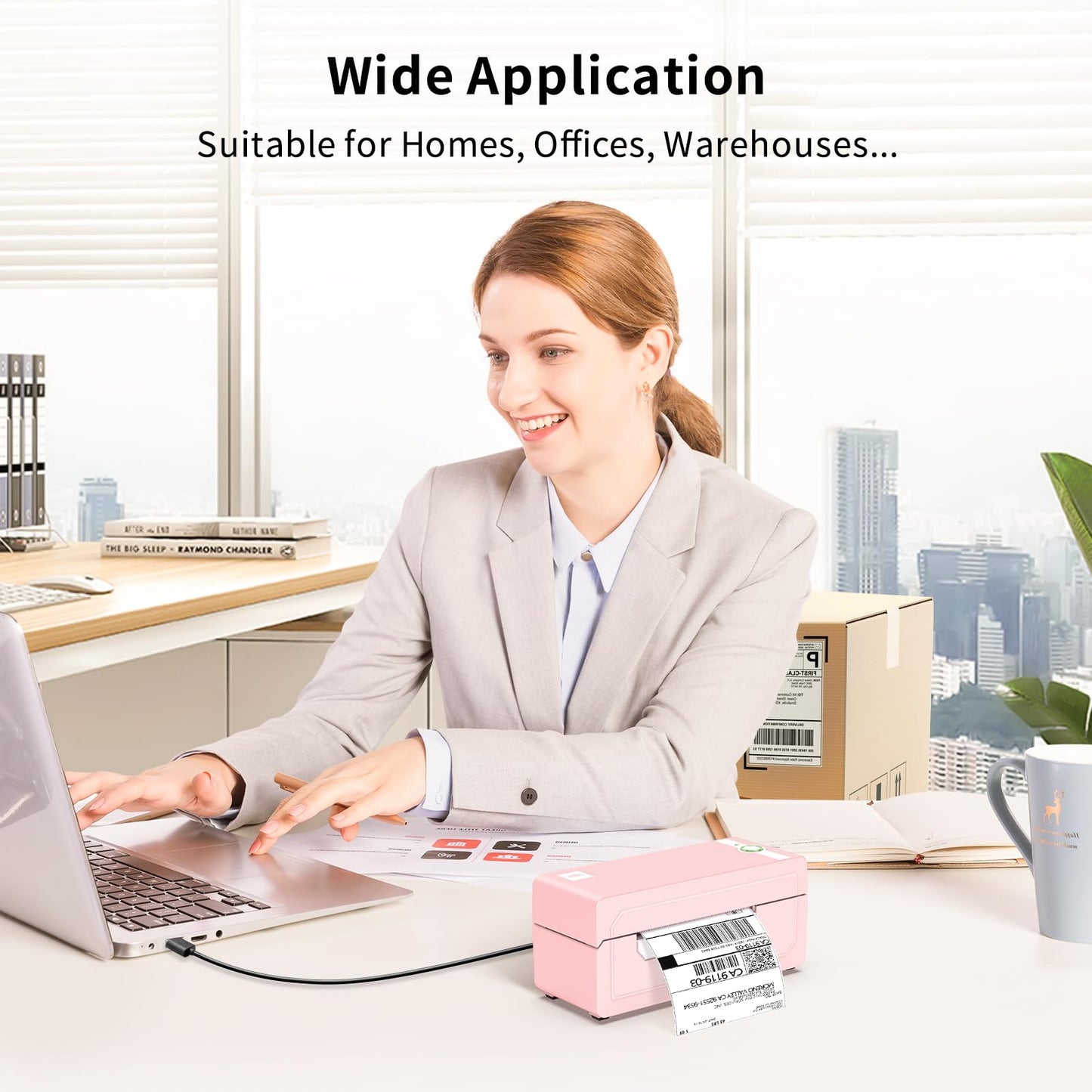 JADENS Bluetooth Thermal Label Printer, 4x6 Wireless Label Printer for Shipping Packages, Support Android, iOS, Mac OS, and Windows, Widely Used for Amazon, Ebay, Shopify, Etsy, USPS