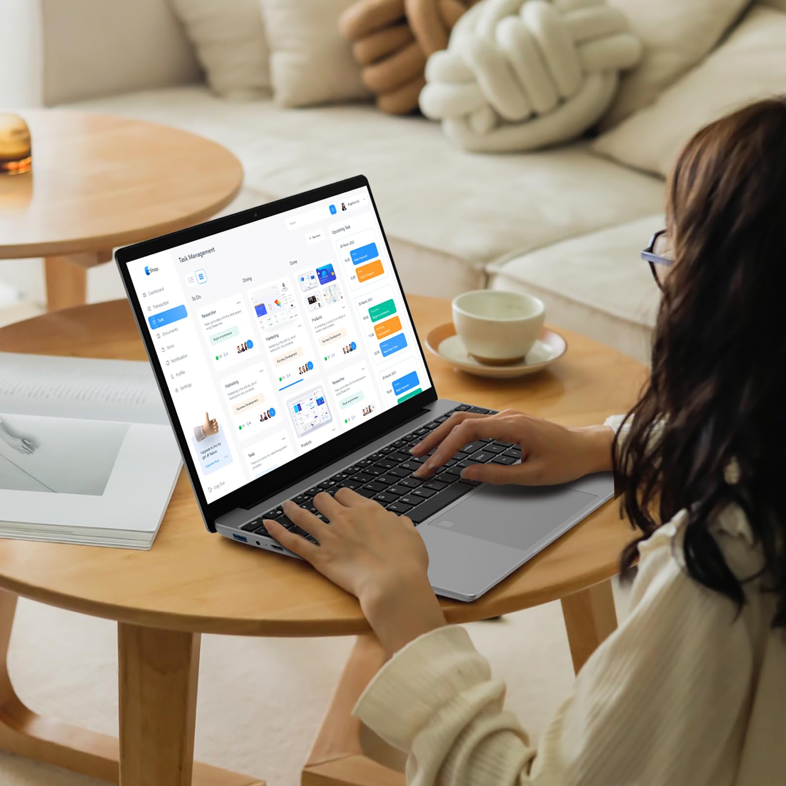 Auusda 15.6" Laptop Computer, 16GB RAM, 1TB NVMe, 4C4T N95 Up to 3.4GHz, FHD Display, Backlit Keyboard, Fingerprint Reader, Big 8000mAh Battery, Win11 Pro, Upgradable to 10TB Storage, Silver, T152A