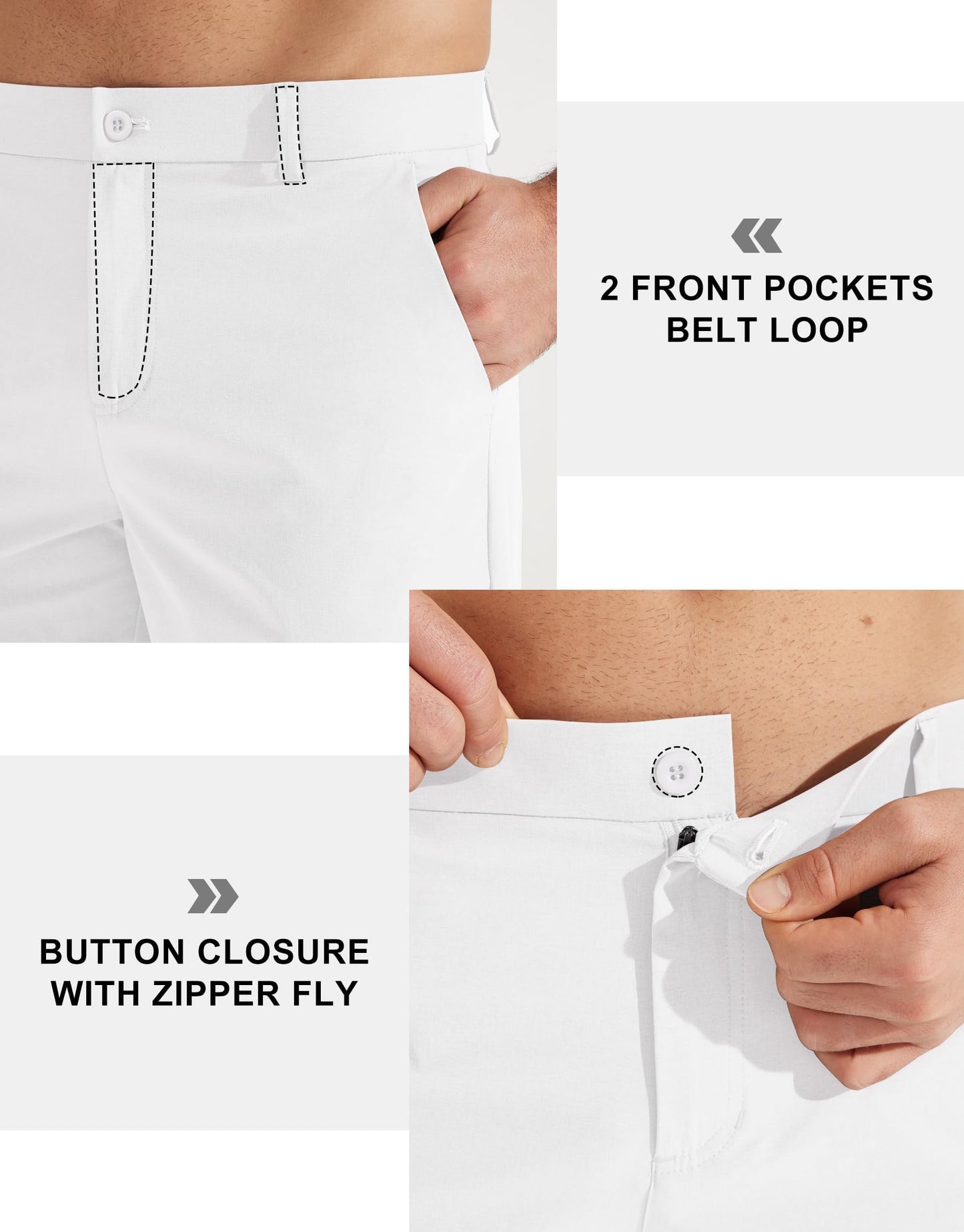 Libin Men's Golf Pants Classic Fit Stretch Work Dress Pants 32" Quick Dry Lightweight Business Casual Trousers Comfort Water Resistant, Black, 33W x 32L