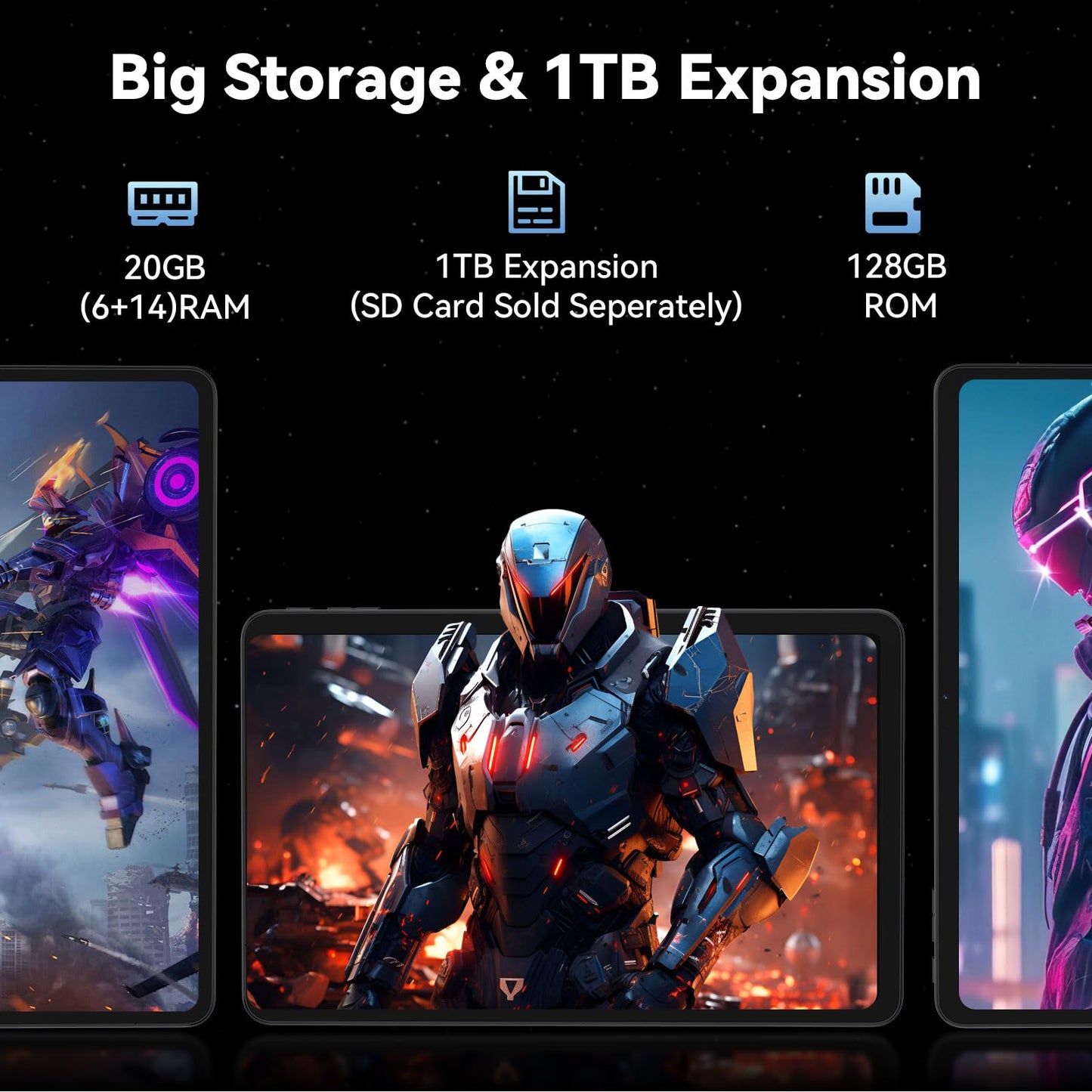 Android 15 Tablet with Octa-Core Processor, 12 Inch Tablets 20GB RAM (6+14GB).