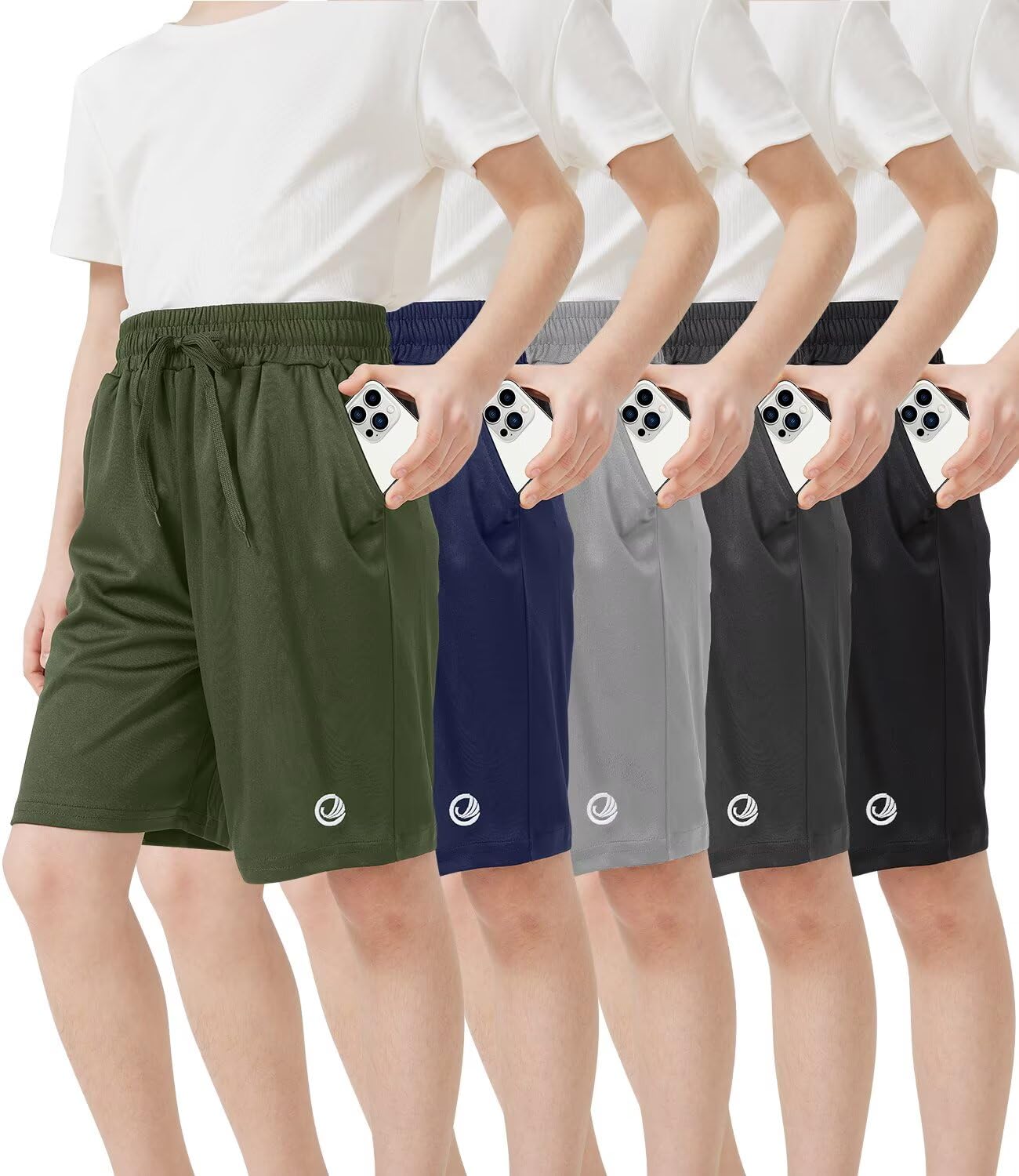 OCYMA 5 Pack Boys Athletic Shorts with Pockets 