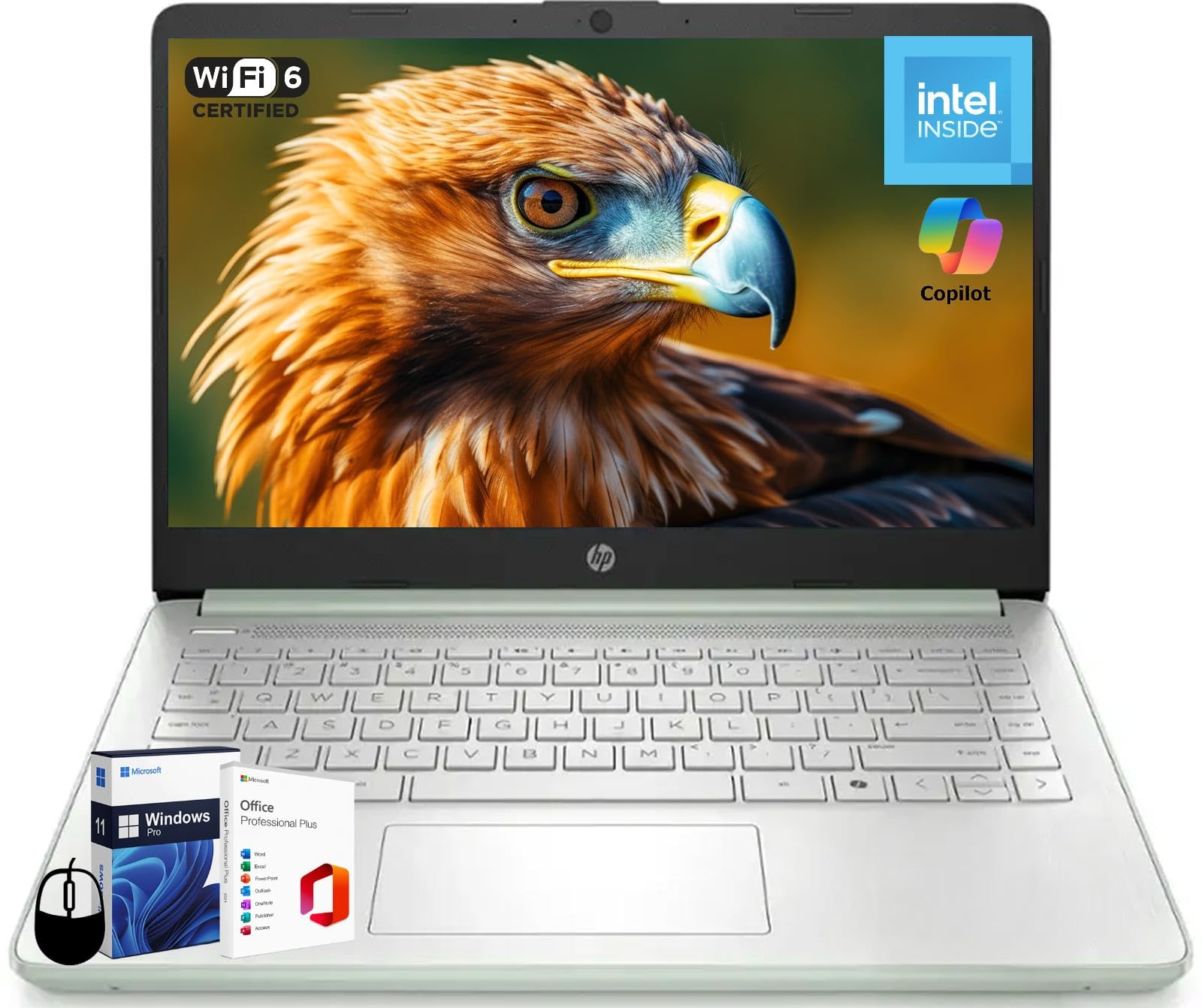 HP 2025 New Student Business Laptop, Intel N150 CPU(Beats N4120), 14 Inch LED Screen, 16GB RAM, 384GB Storage(128GB UFS+256GB MSD), Wi-Fi 6, Copilot AI, Office Pro Lifetime, Windows 11 Pro,w/Mouse