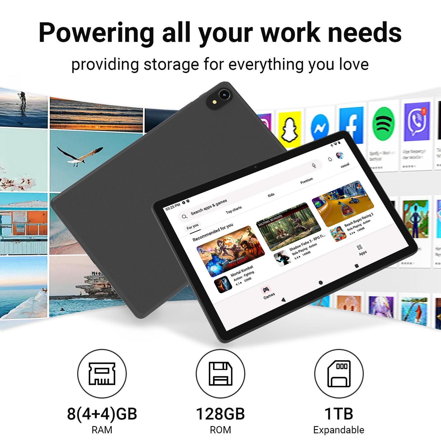 ApoloSign Tablet 11 inch, Android 14 Tablets with 11'' IPS HD Incell Display, Unisoc T606 Octa-Core up to 2.0Ghz, 8+128GB Storage, Expand to 1TB, 7000mAh, Widevine L1, 5G WiFi, BT 5.0, Slim, Light