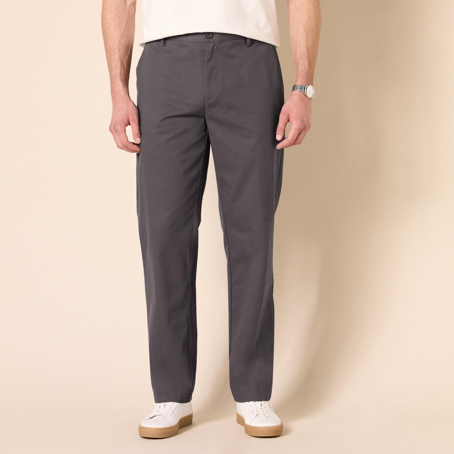  Men's Straight-Fit Wrinkle-Resistant Flat-Front Chino Pant, Black, 28W x 28L