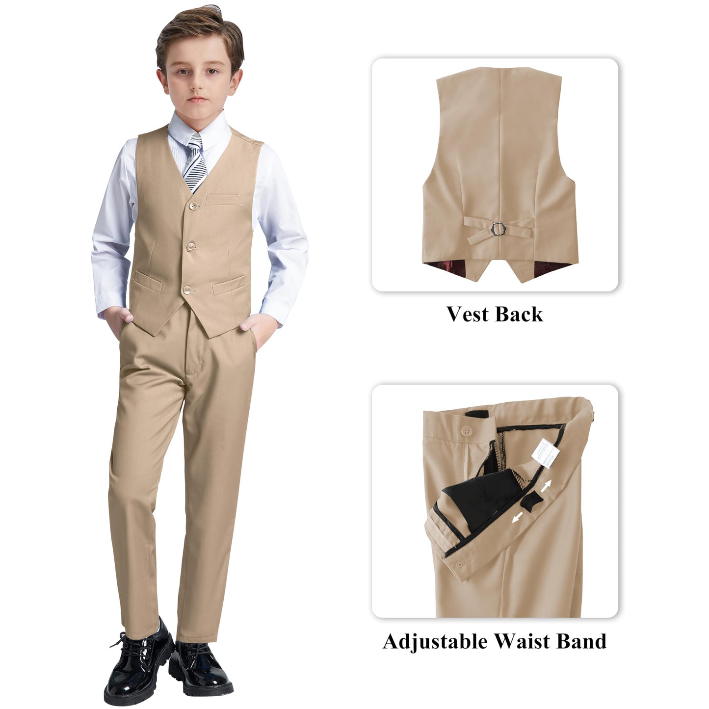 Boys' Suits Size 2T Kids Black Suit Slim Fit 6 Piece Formal Suit Set Teen Toddler Ring Bearer Outfit for Wedding