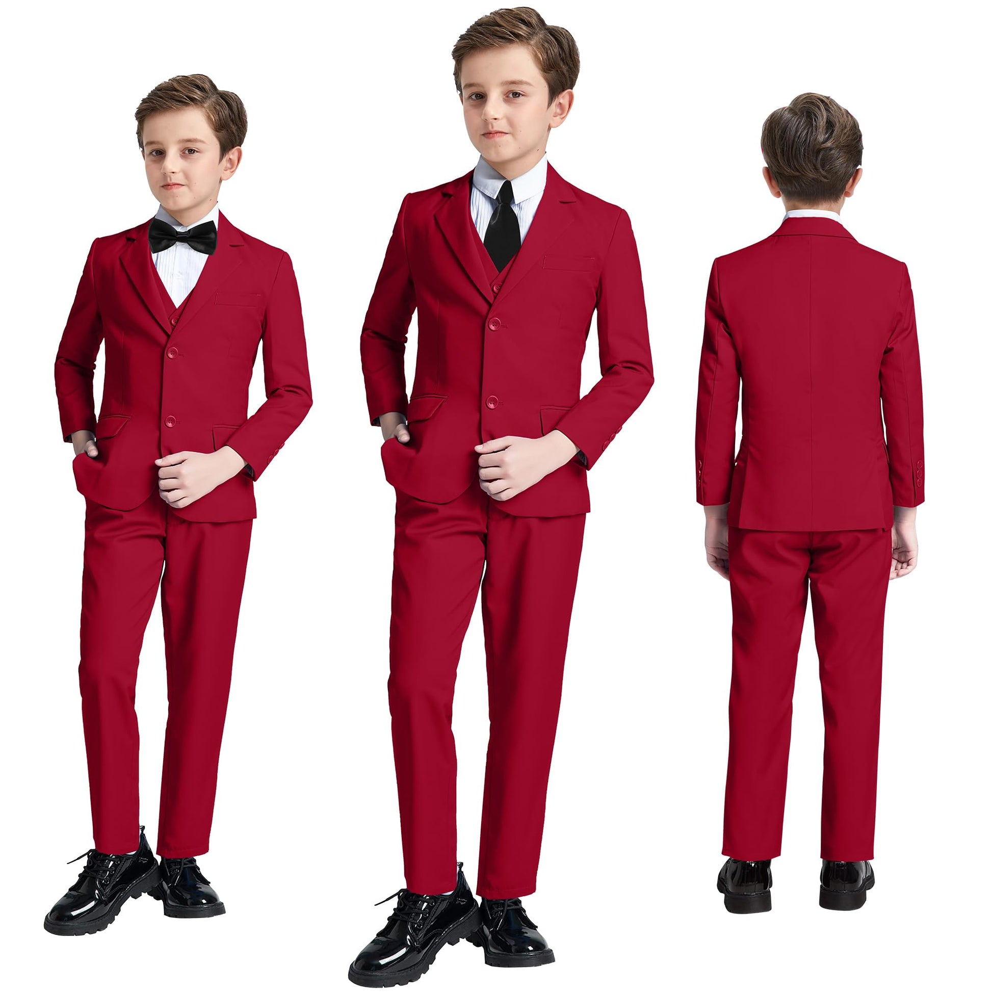 Boys' Suits Size 2T Kids Black Suit Slim Fit 6 Piece Formal Suit Set Teen Toddler Ring Bearer Outfit for Wedding
