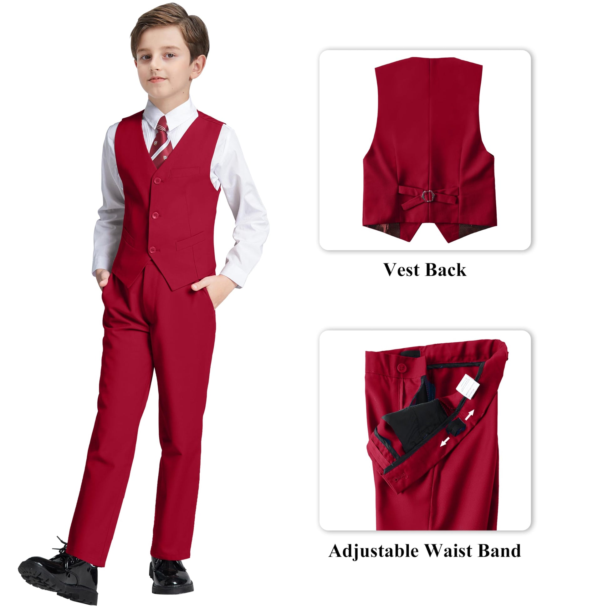 Boys' Suits Size 2T Kids Black Suit Slim Fit 6 Piece Formal Suit Set Teen Toddler Ring Bearer Outfit for Wedding
