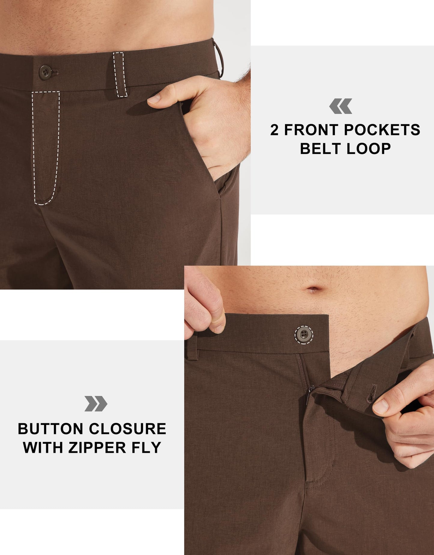 Libin Men's Golf Pants Classic Fit Stretch Work Dress Pants 32" Quick Dry Lightweight Business Casual Trousers Comfort Water Resistant, Black, 33W x 32L