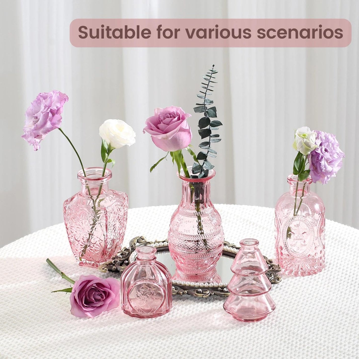 Anquephd Glass Bud Vase Set of 32PCS Wedding Centerpieces for Tables,Mini Clear Bud Vases for Flowers,Small Flower Vases Suitable for Birthday Party,Anniversary,Wedding,Baby Shower (Clear, 32PCS)