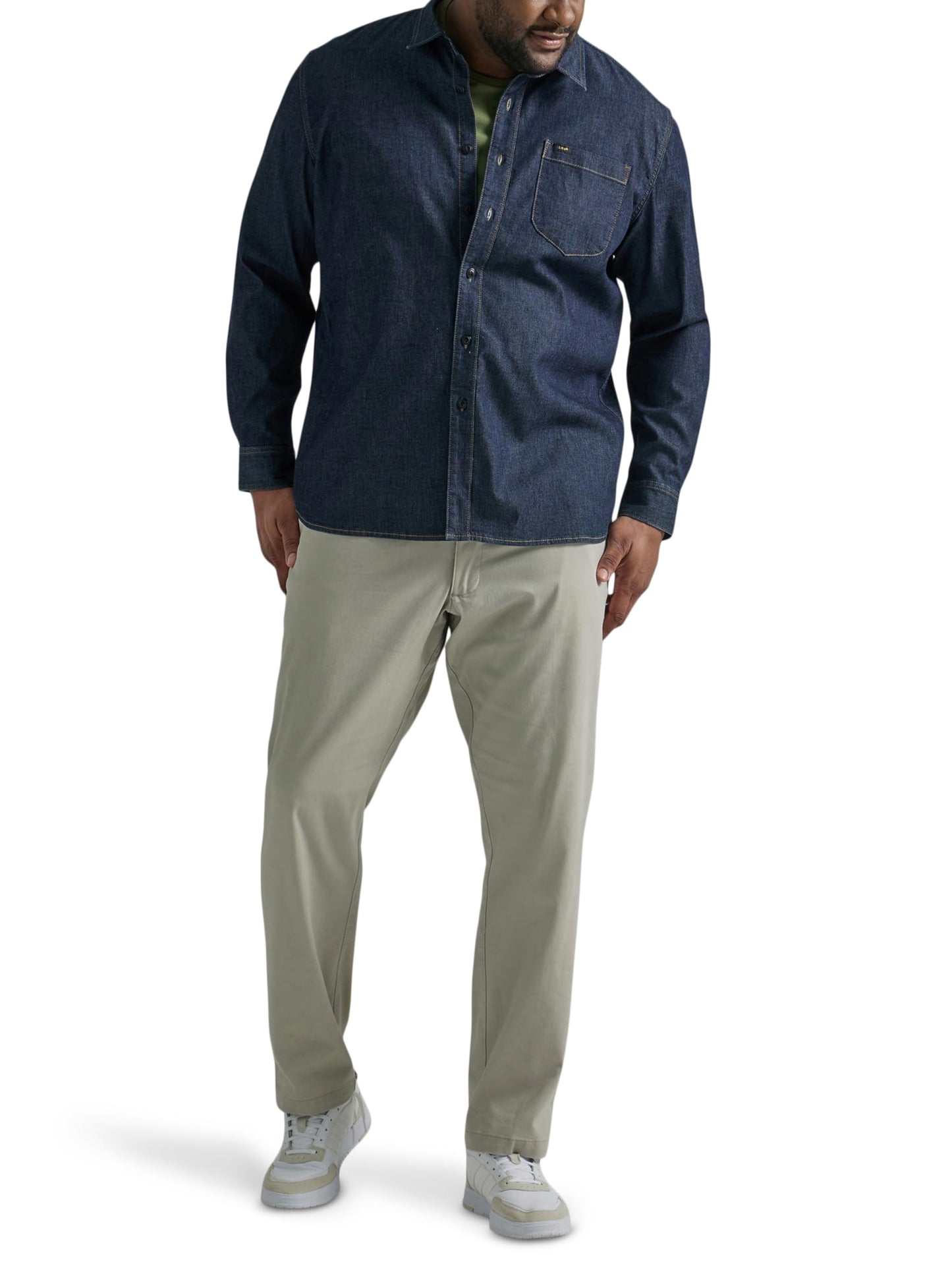 Lee Men's Big & Tall Extreme Motion Flat Front Relaxed Taper Pant Khaki 52W x 30L