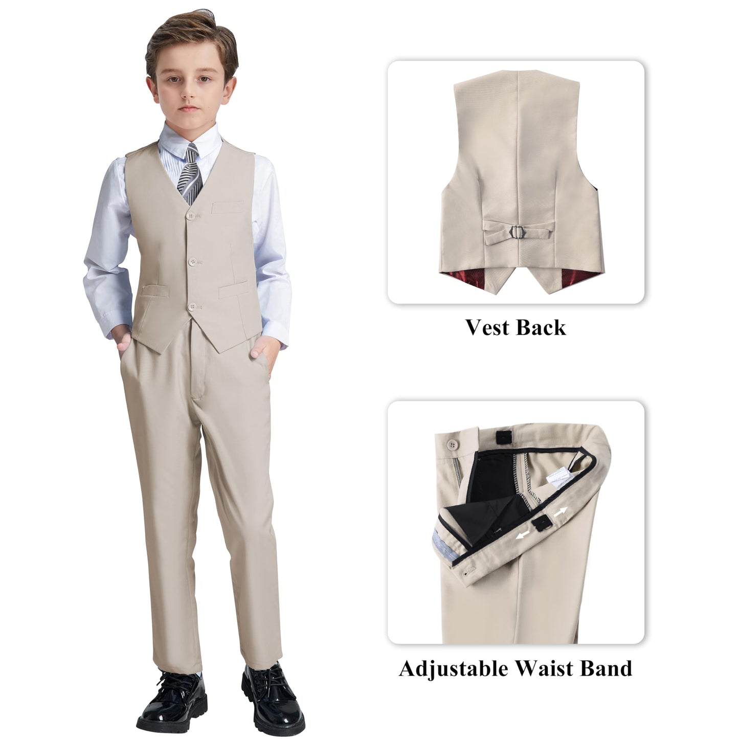 Boys' Suits Size 2T Kids Black Suit Slim Fit 6 Piece Formal Suit Set Teen Toddler Ring Bearer Outfit for Wedding
