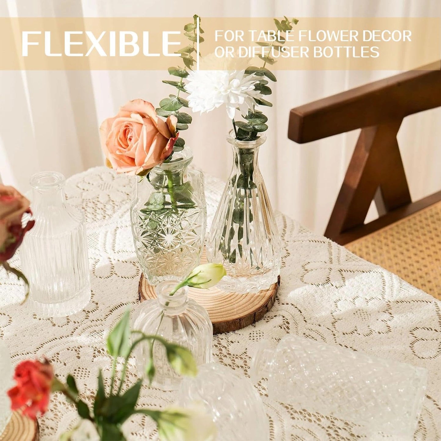 Anquephd Glass Bud Vase Set of 32PCS Wedding Centerpieces for Tables,Mini Clear Bud Vases for Flowers,Small Flower Vases Suitable for Birthday Party,Anniversary,Wedding,Baby Shower (Clear, 32PCS)