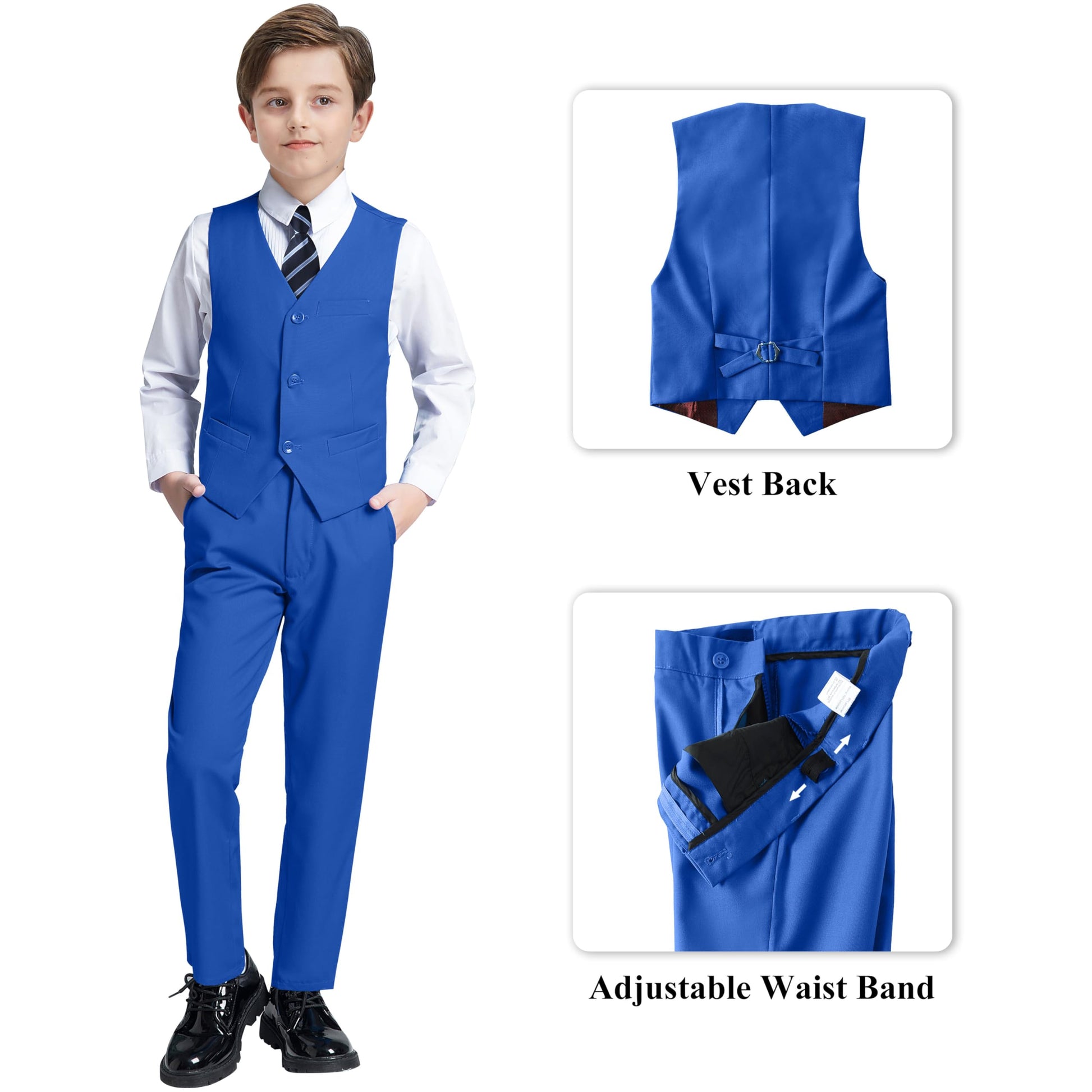 Boys' Suits Size 2T Kids Black Suit Slim Fit 6 Piece Formal Suit Set Teen Toddler Ring Bearer Outfit for Wedding