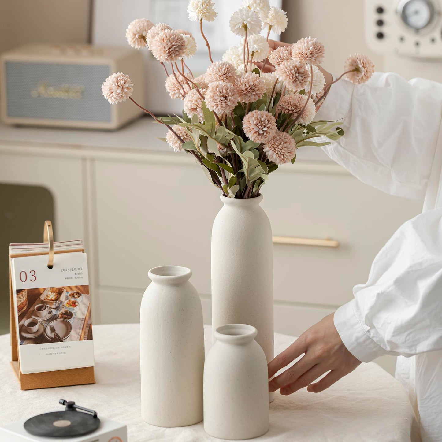 Ceramic Vase Set-3, Small Flower Vases for Decor