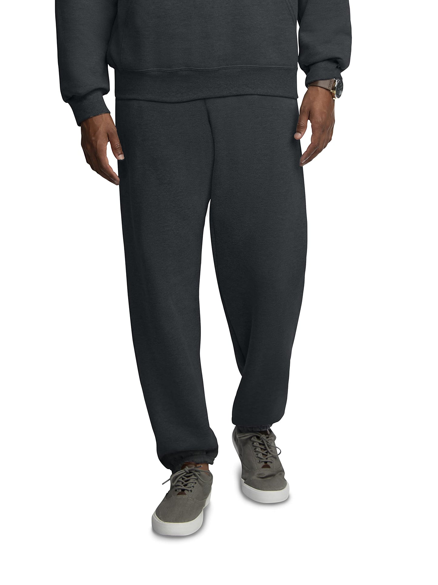 Fruit Of The Loom Mens Eversoft Fleece Elastic Bottom With Pockets, Relaxed Fit, Moisture Wicking, Breathable Sweatpants, Black, X-Large US