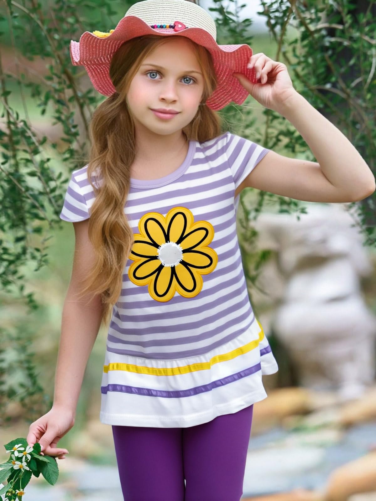 LUKYCILD Baby Girls Summer Clothes Casual Clothing Suit Short Sleeve Striped T-Shirt +Pants