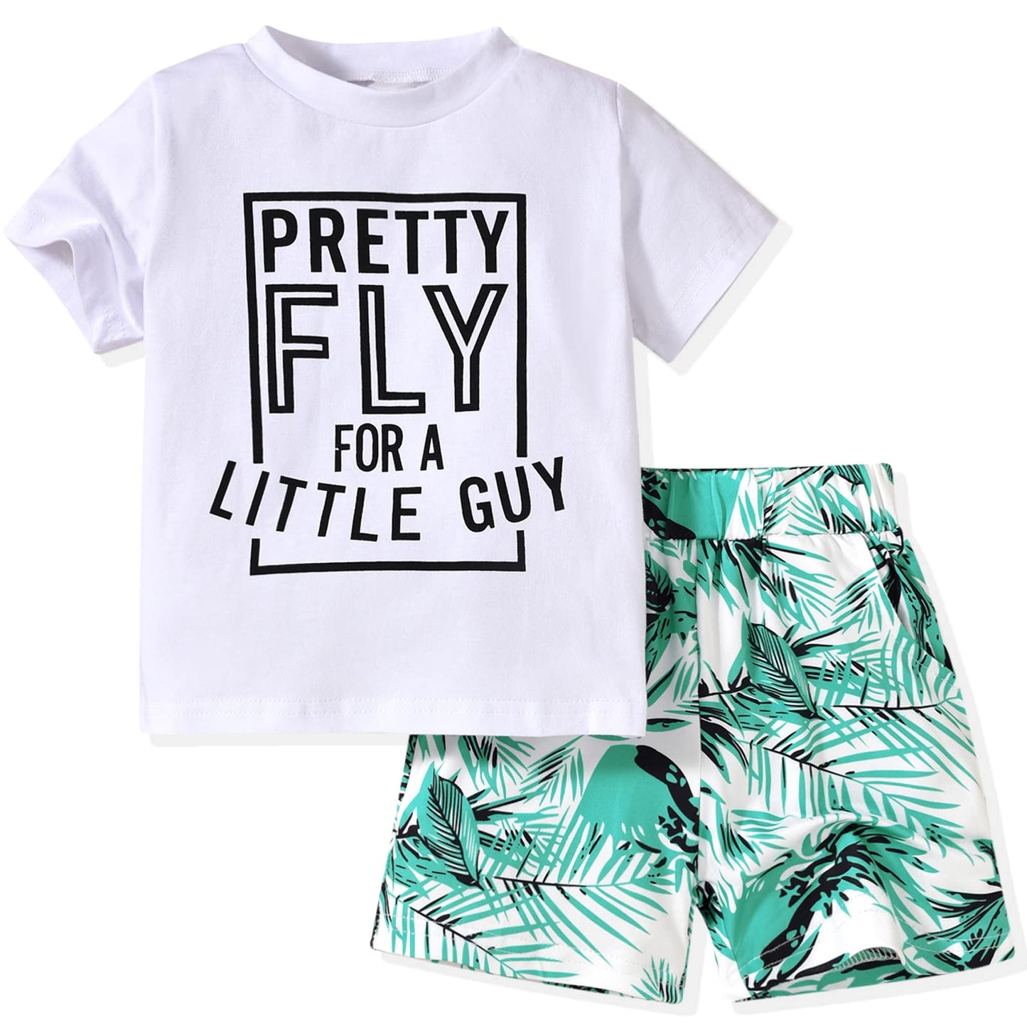 fioukiay 4T Black Toddler Boys Sring Summer Shorts Set Boys Letter Printed Palm Leaf Clothes Outfit