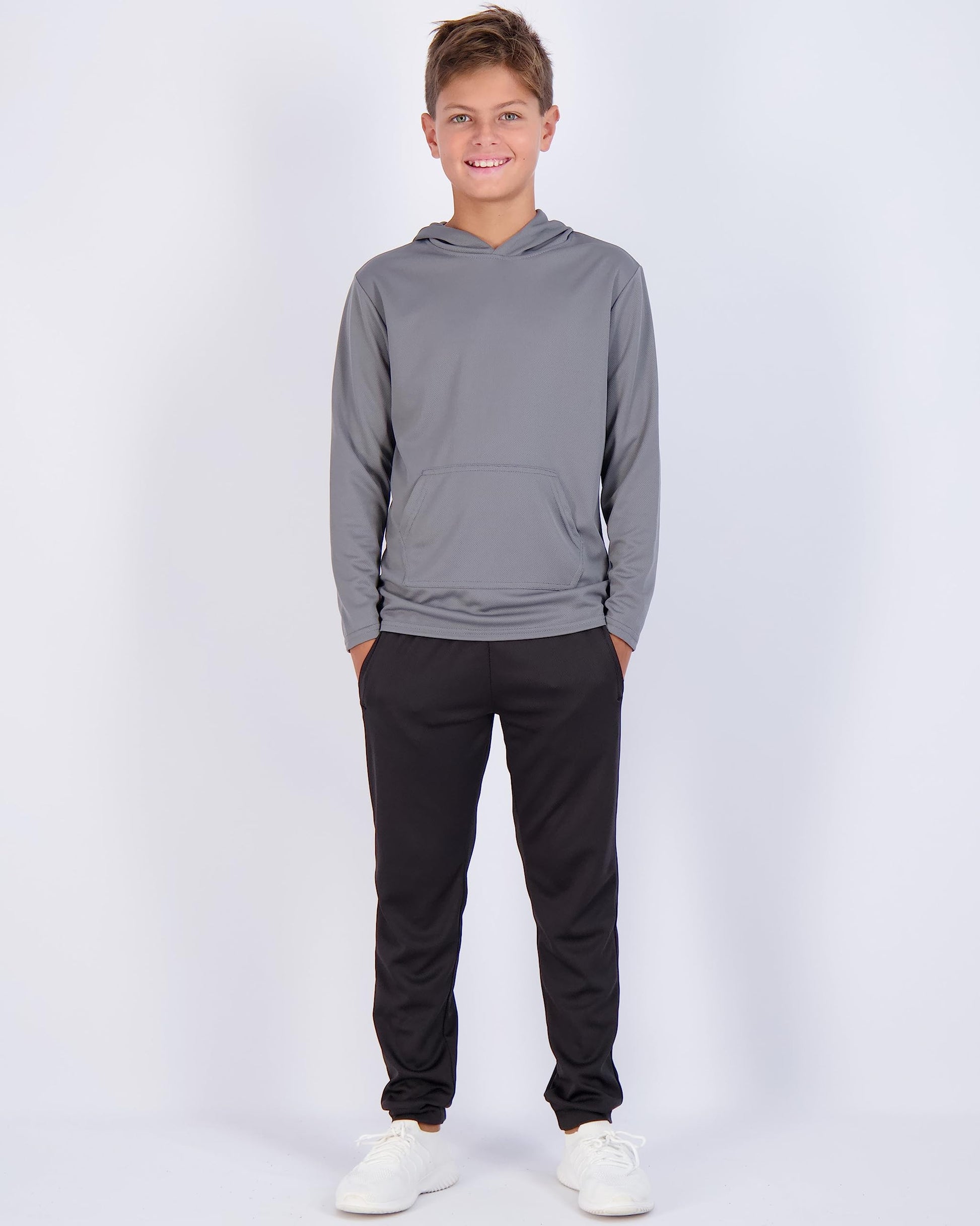 Real Essentials 3 Pack: Boys Hoodies – Youth Mesh Long Sleeve Sweatshirts.