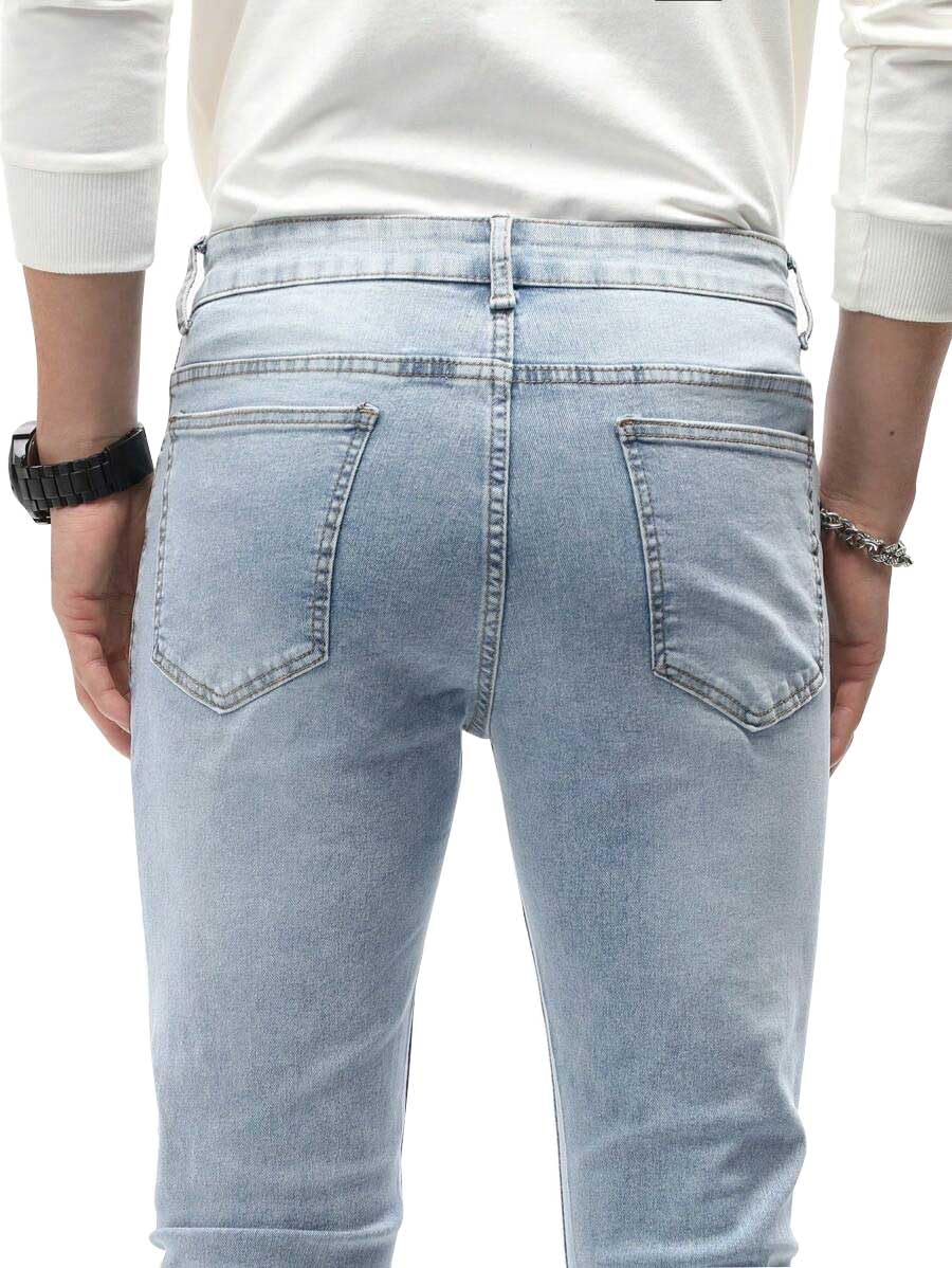 HUNGSON Men's Ripped Skinny Jeans Stretchy Slim Fit Jeans Pants for Men