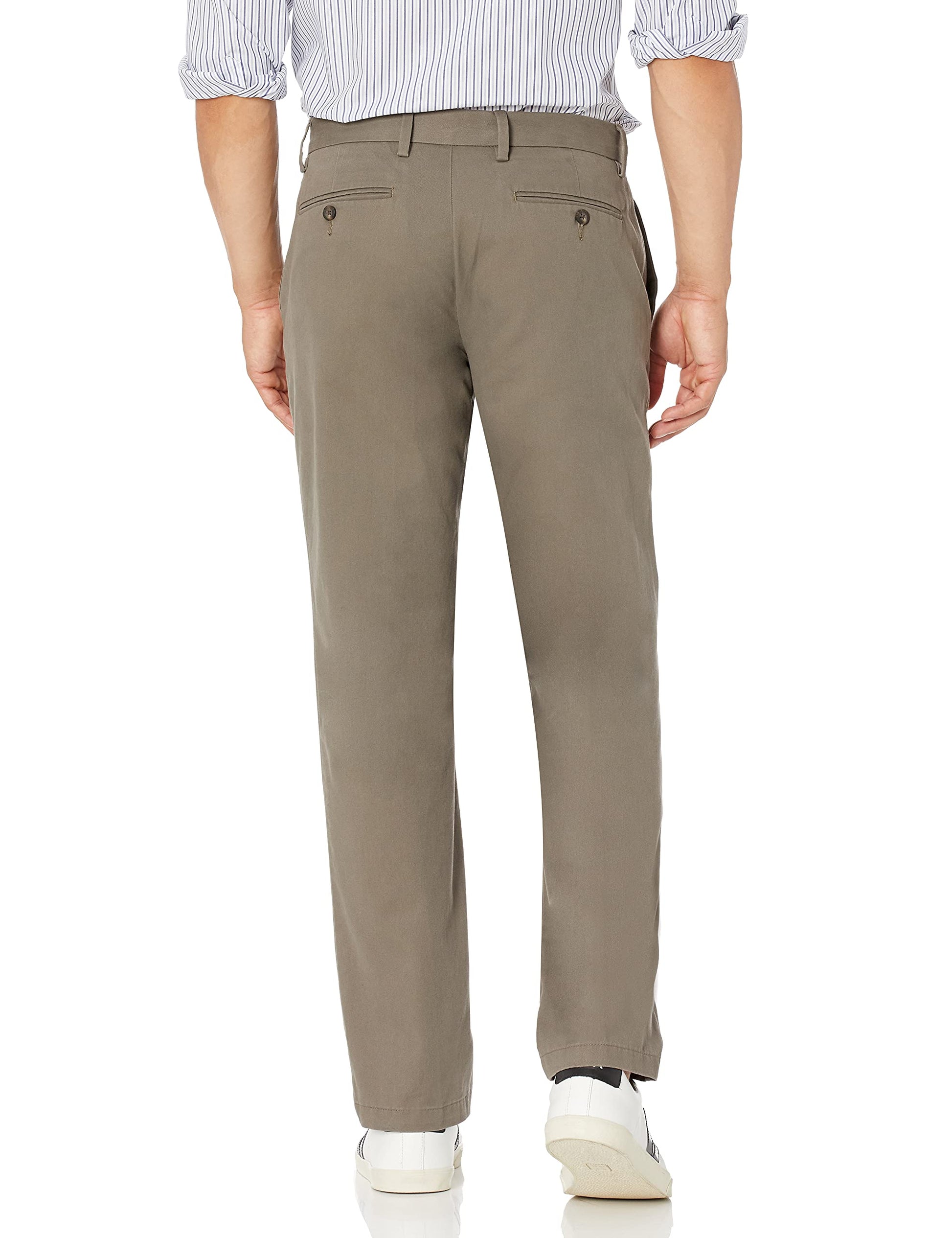  Men's Straight-Fit Wrinkle-Resistant Flat-Front Chino Pant, Black, 28W x 28L