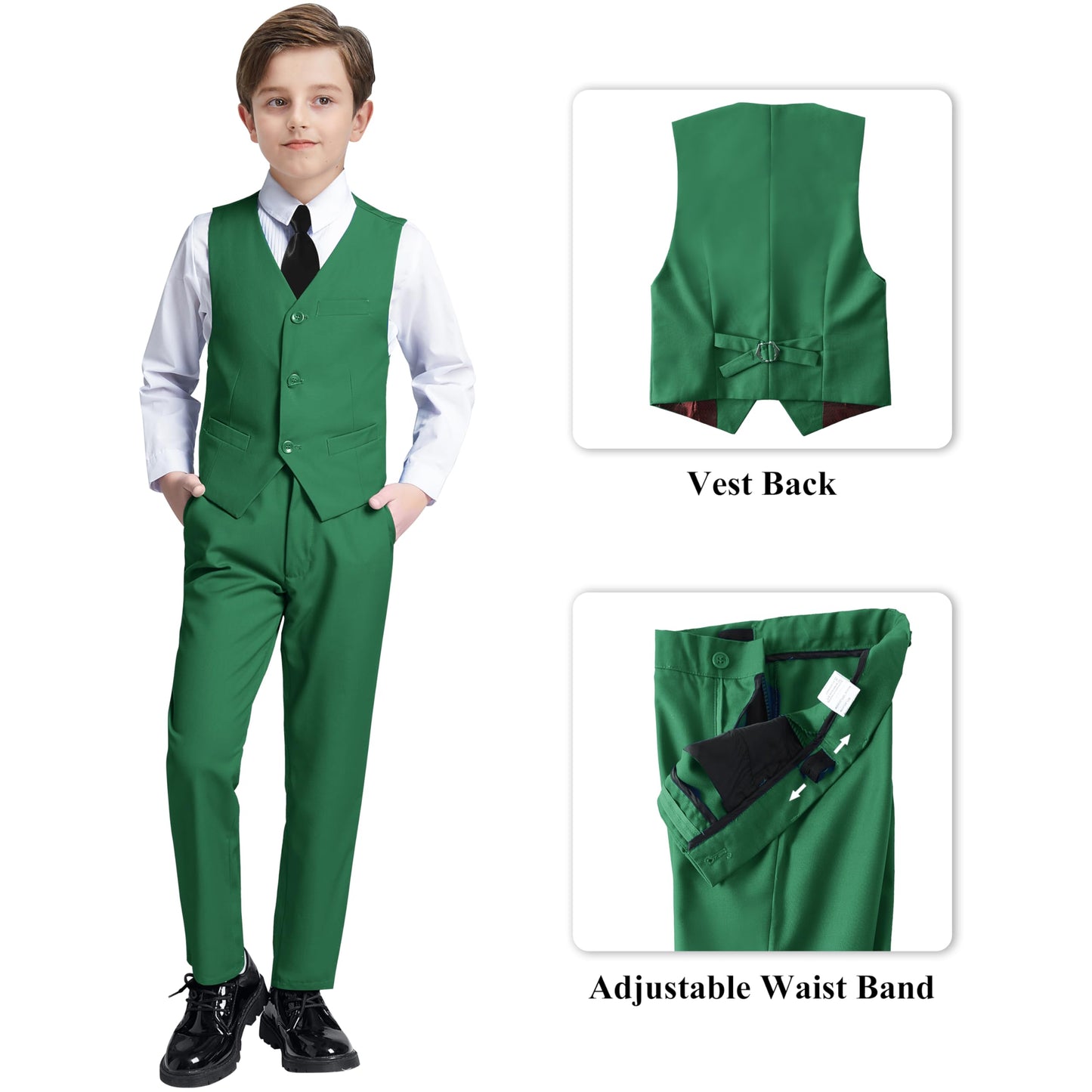 Boys' Suits Size 2T Kids Black Suit Slim Fit 6 Piece Formal Suit Set Teen Toddler Ring Bearer Outfit for Wedding