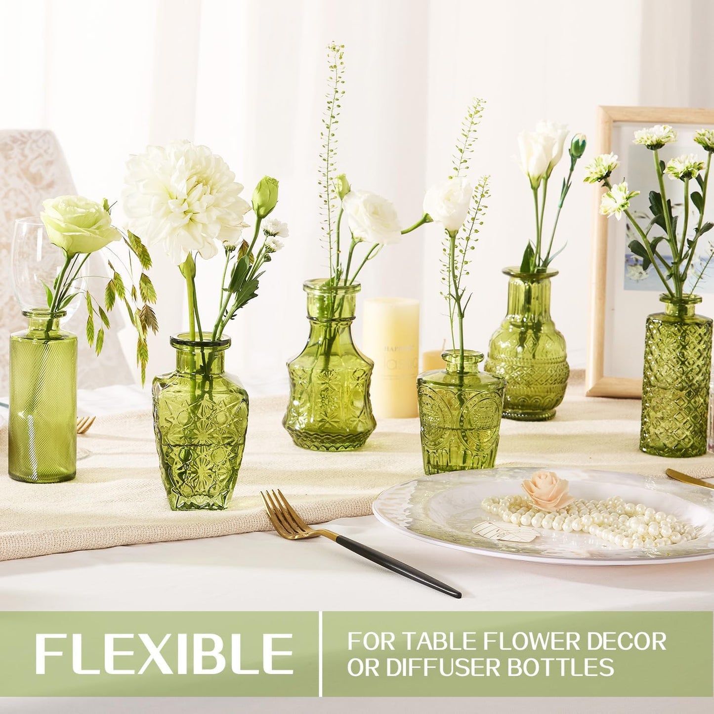 Anquephd Glass Bud Vase Set of 32PCS Wedding Centerpieces for Tables,Mini Clear Bud Vases for Flowers,Small Flower Vases Suitable for Birthday Party,Anniversary,Wedding,Baby Shower (Clear, 32PCS)