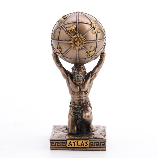 Atlas Greek Titan Bearer of The Sky Resin Hand Painted Bronze Finish Miniature Figurine