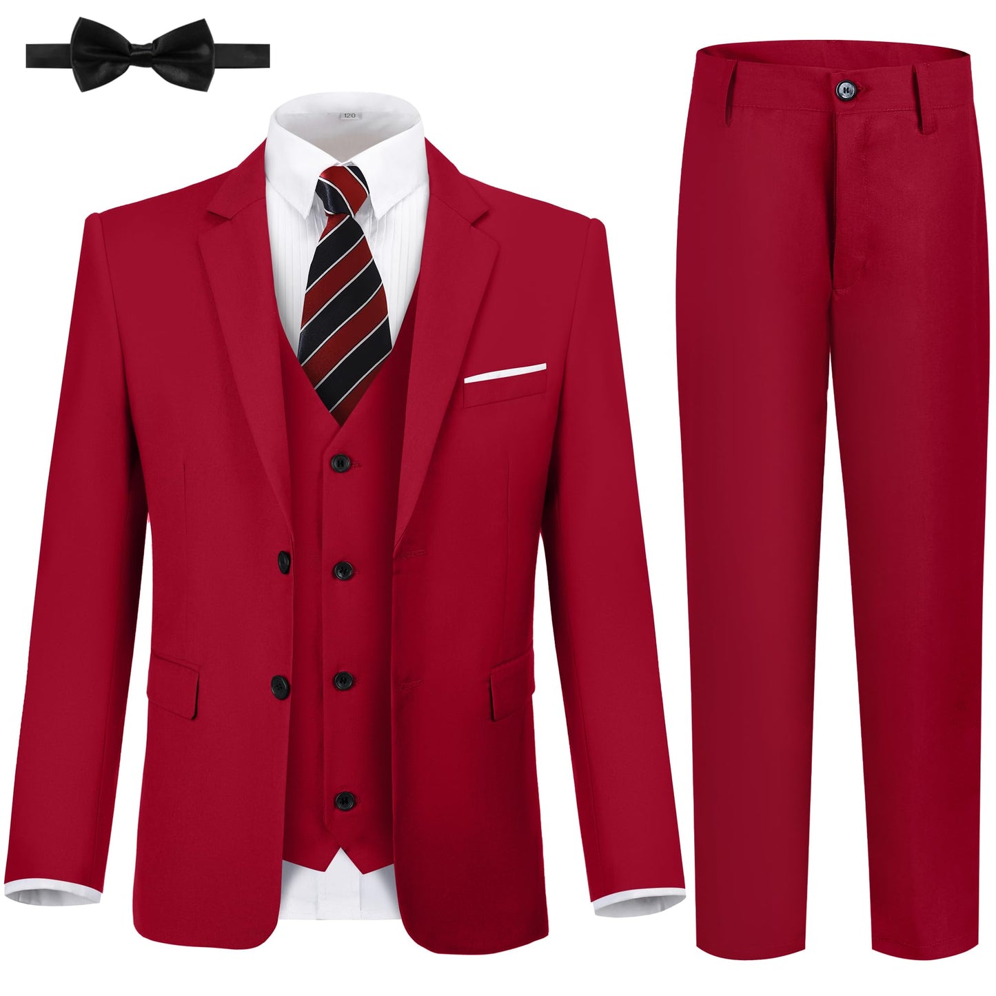 Boys' Suits Size 2T Kids Black Suit Slim Fit 6 Piece Formal Suit Set Teen Toddler Ring Bearer Outfit for Wedding