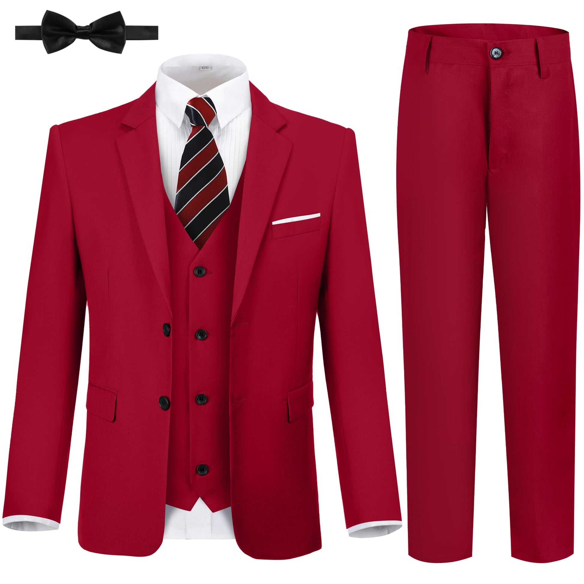 Boys' Suits Size 2T Kids Black Suit Slim Fit 6 Piece Formal Suit Set Teen Toddler Ring Bearer Outfit for Wedding