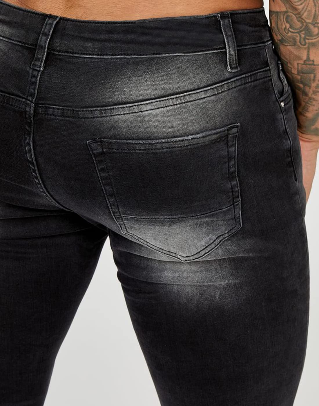 HUNGSON Men's Ripped Skinny Jeans Stretchy Slim Fit Jeans Pants for Men