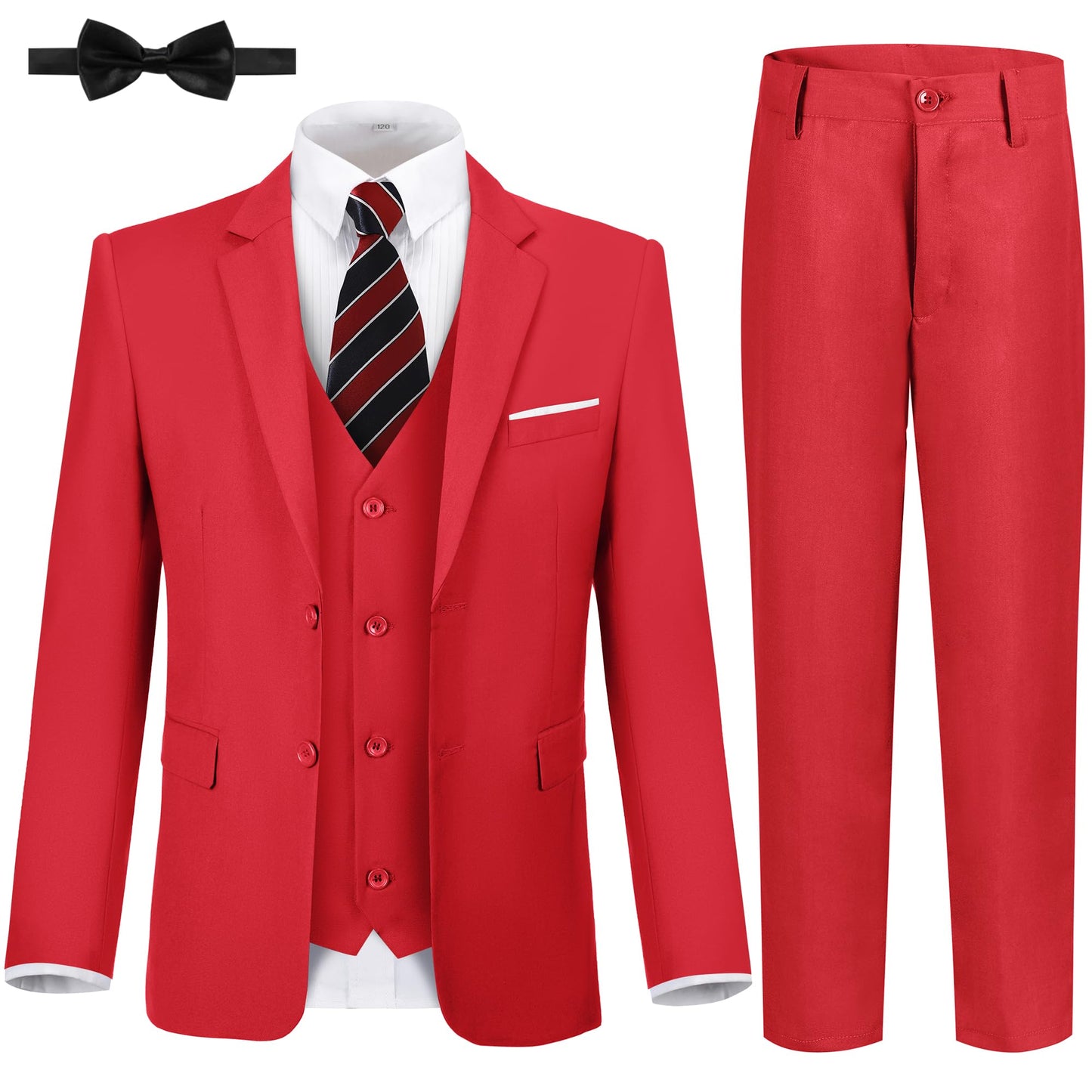 Boys' Suits Size 2T Kids Black Suit Slim Fit 6 Piece Formal Suit Set Teen Toddler Ring Bearer Outfit for Wedding