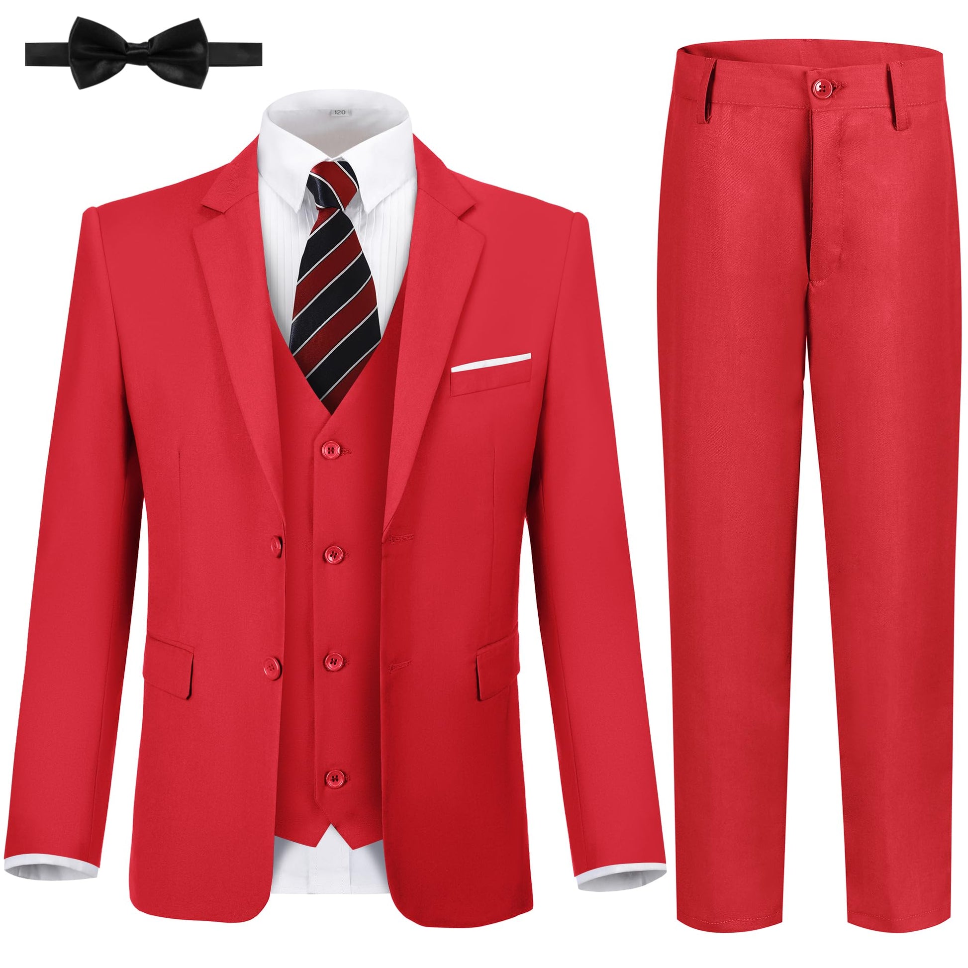 Boys' Suits Size 2T Kids Black Suit Slim Fit 6 Piece Formal Suit Set Teen Toddler Ring Bearer Outfit for Wedding