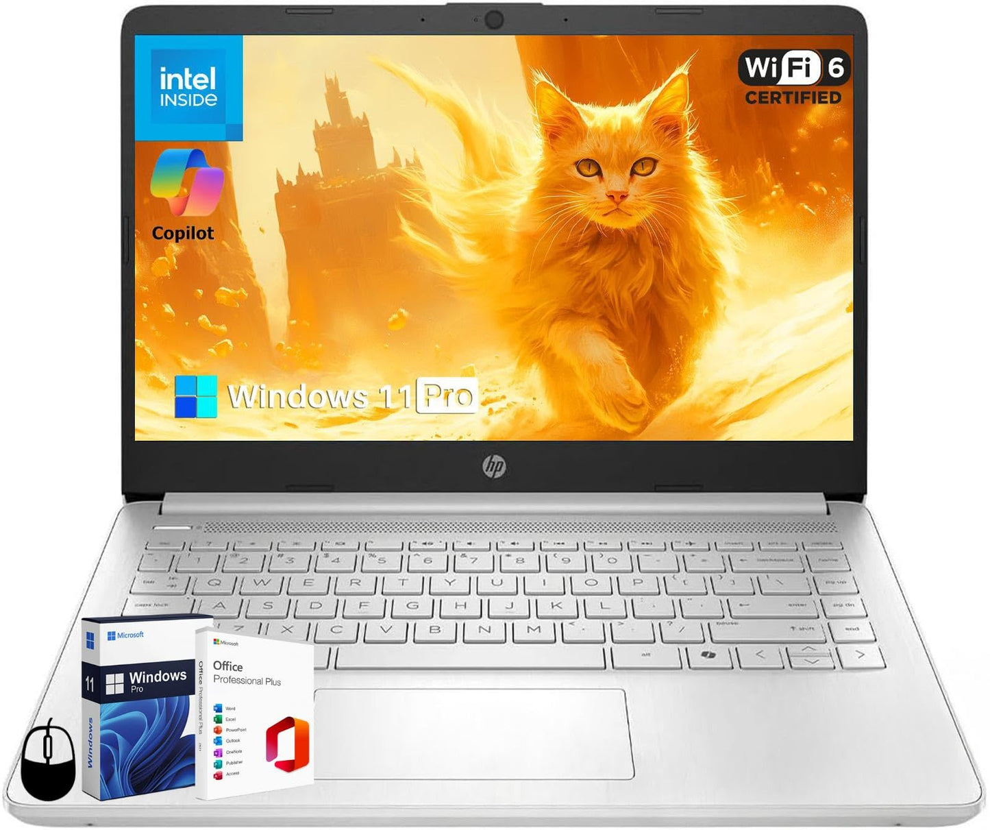 HP 2025 New Student Business Laptop, Intel N150 CPU(Beats N4120), 14 Inch LED Screen, 16GB RAM, 384GB Storage(128GB UFS+256GB MSD), Wi-Fi 6, Copilot AI, Office Pro Lifetime, Windows 11 Pro,w/Mouse