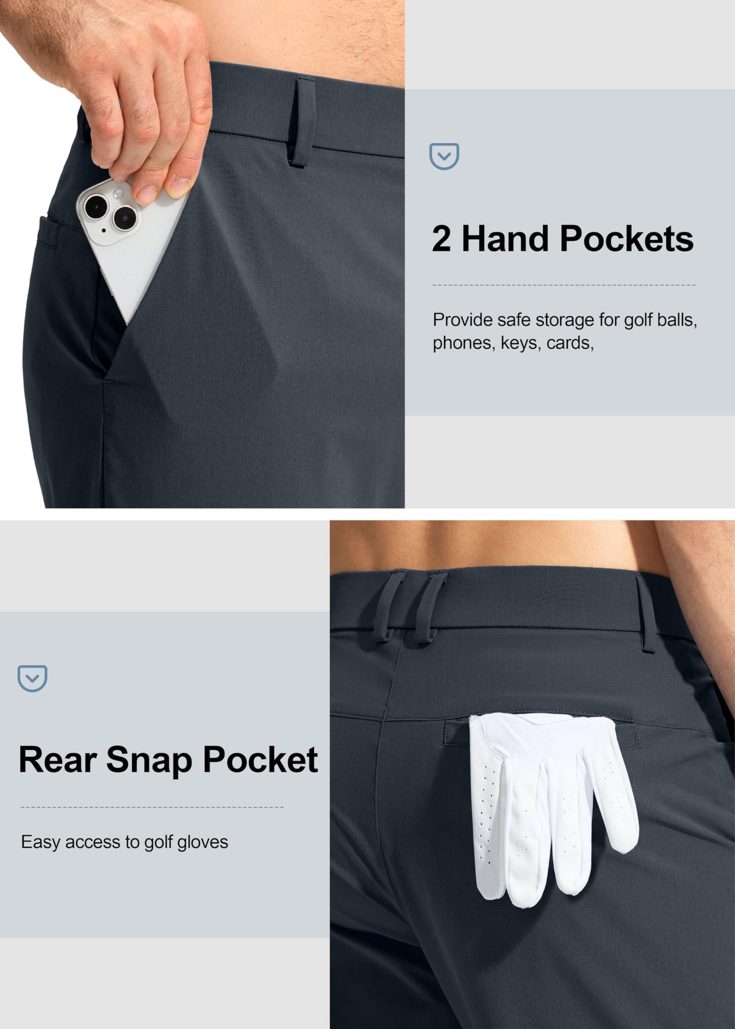 Pudolla Men's Golf Pants Stretch Classic Fit Work Dress Pants 30 Lightweight Quick Dry Casual Slacks Trousers with Pockets(Khaki 34Wx30L)