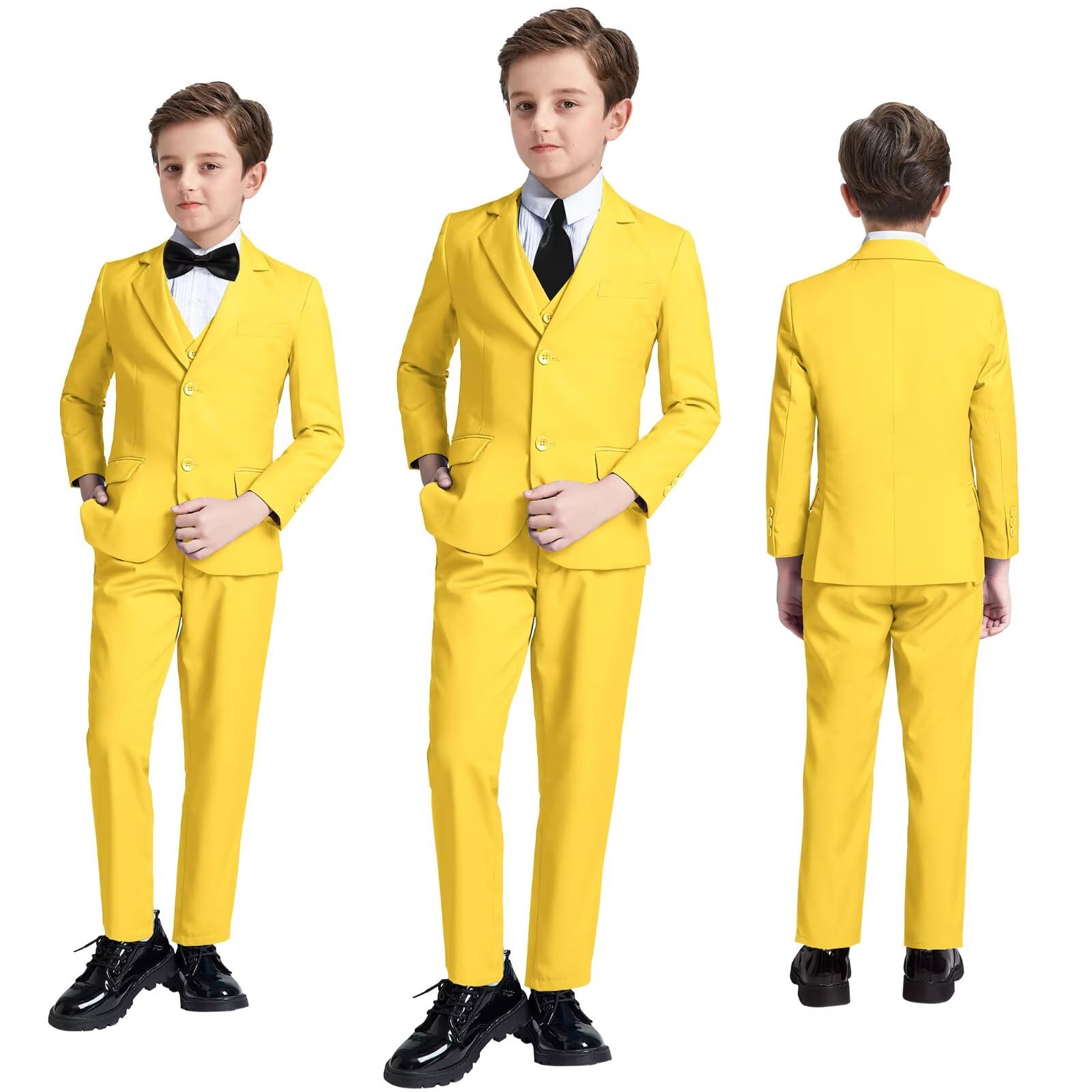 Boys' Suits Size 2T Kids Black Suit Slim Fit 6 Piece Formal Suit Set Teen Toddler Ring Bearer Outfit for Wedding